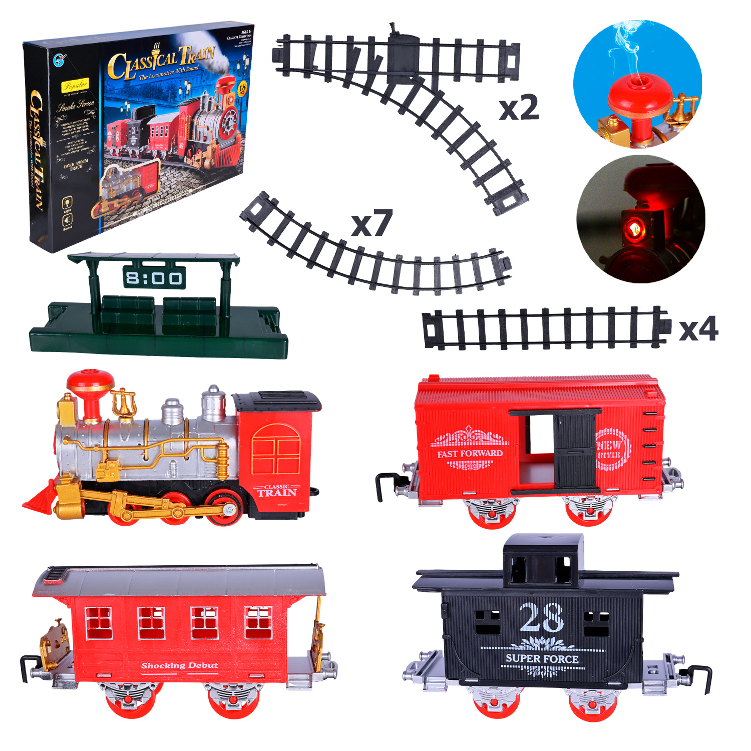 Залізна дорога арт. GY810-2 (18шт/2) батар. світло,звук, короб. 91*42*7см