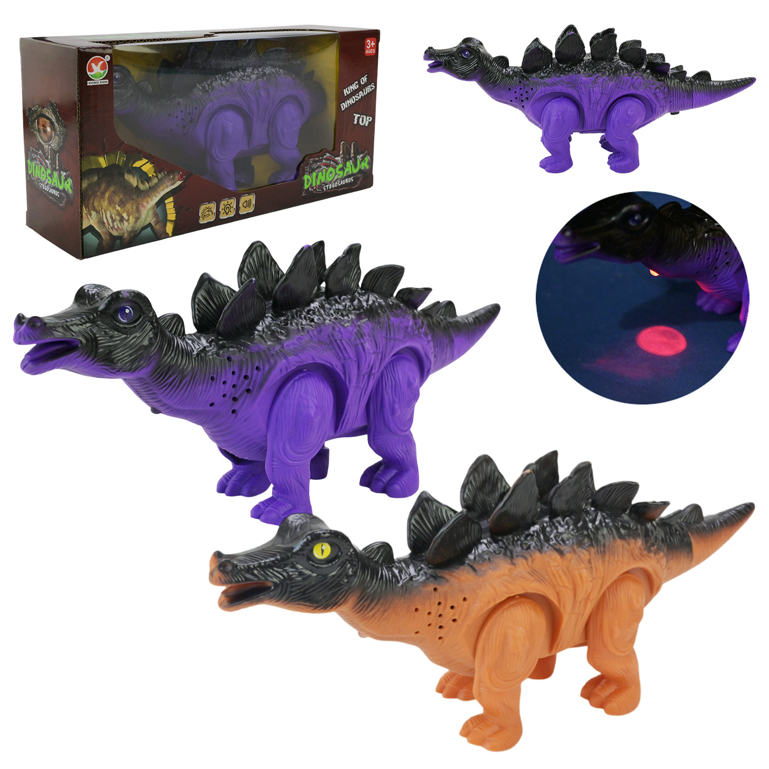 Динозавр інтер. арт. 666-26A (72шт/2) 2 кольор.,батар.,світло,звук, короб. 12*24,5*7,5 см