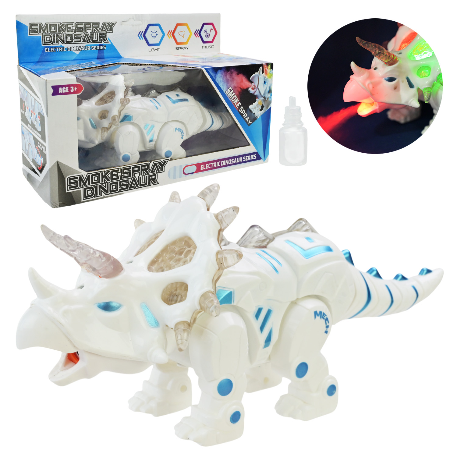 Іграшка інтерактивний динозавр арт. 3869 (72шт) батар., звук, світло, пар, у коробці 29*8*20 см