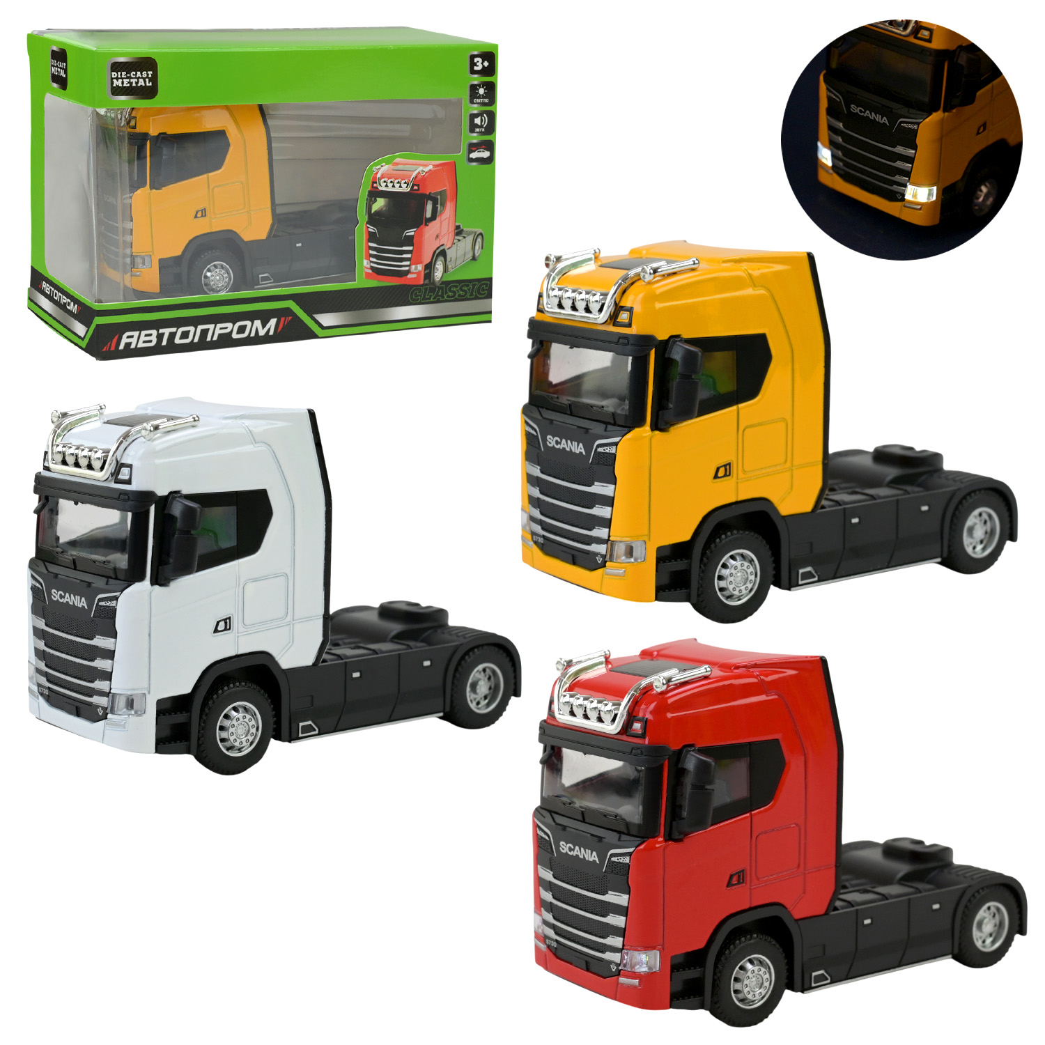 Трейлер мет. АВТОПРОМ арт. AP7539AB (144шт/2) бат,світло,звук,у короб.15*7*10см