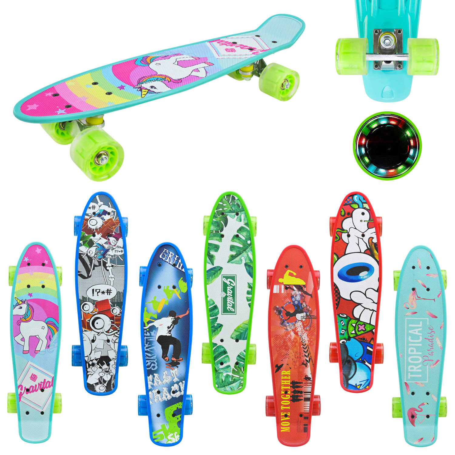 Пенніборд арт. PB202 (8шт)  56*15 см,колеса PU світло