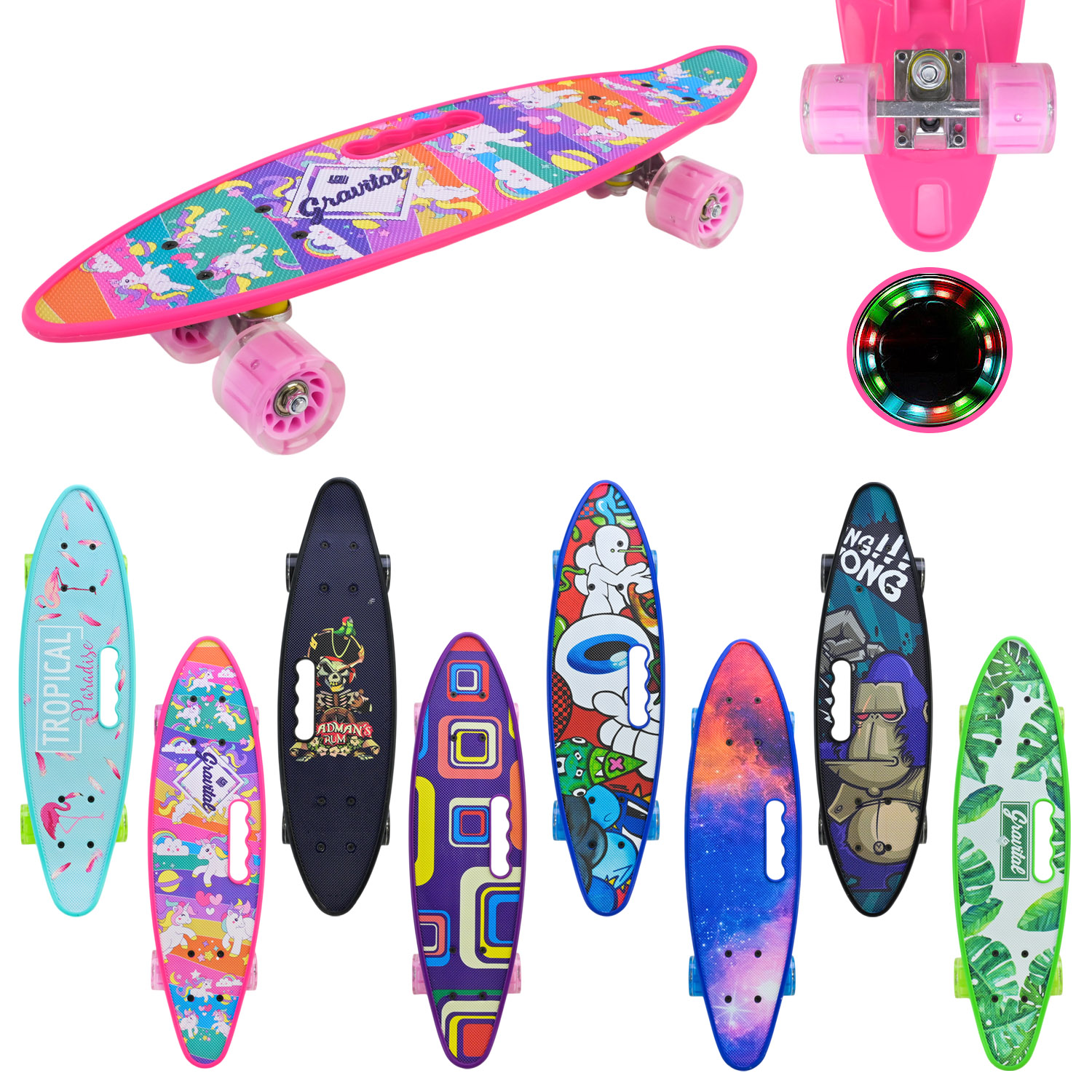 Пенніборд арт. PB204 (8шт)  60*17 см,колеса PU світло