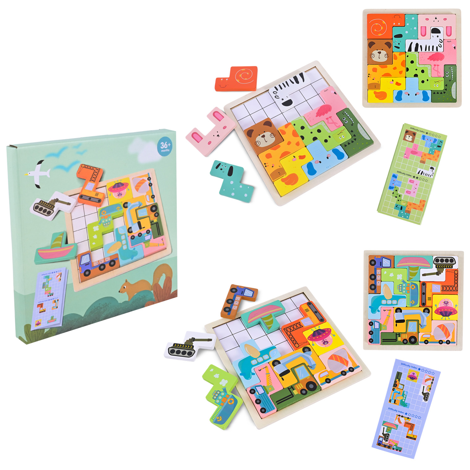 Дерев’яна іграшка арт. C9405 (80шт) вкладиші 2 види у кор. 19*19см