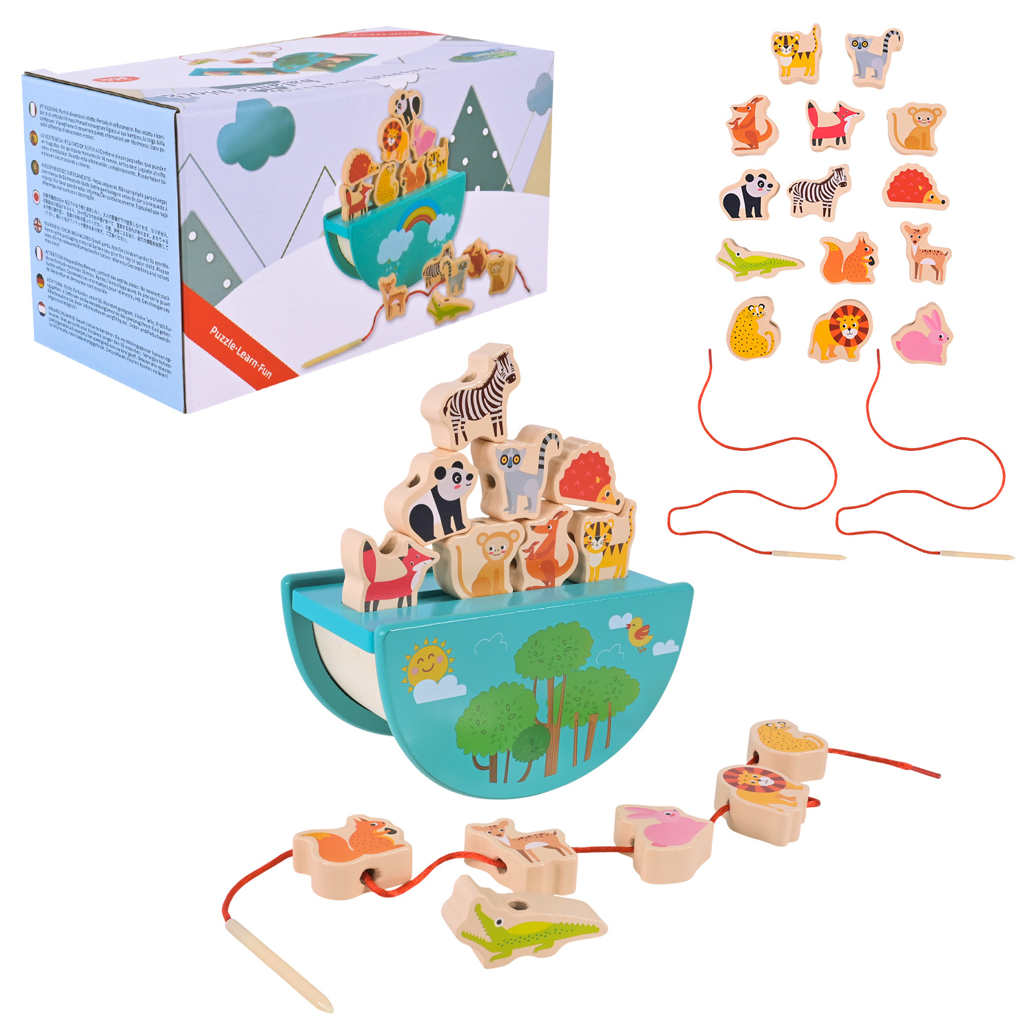 Дерев’яна іграшка арт. C9406 (40шт)  баланс, шнурівка  у кор. 17,5*9,5см