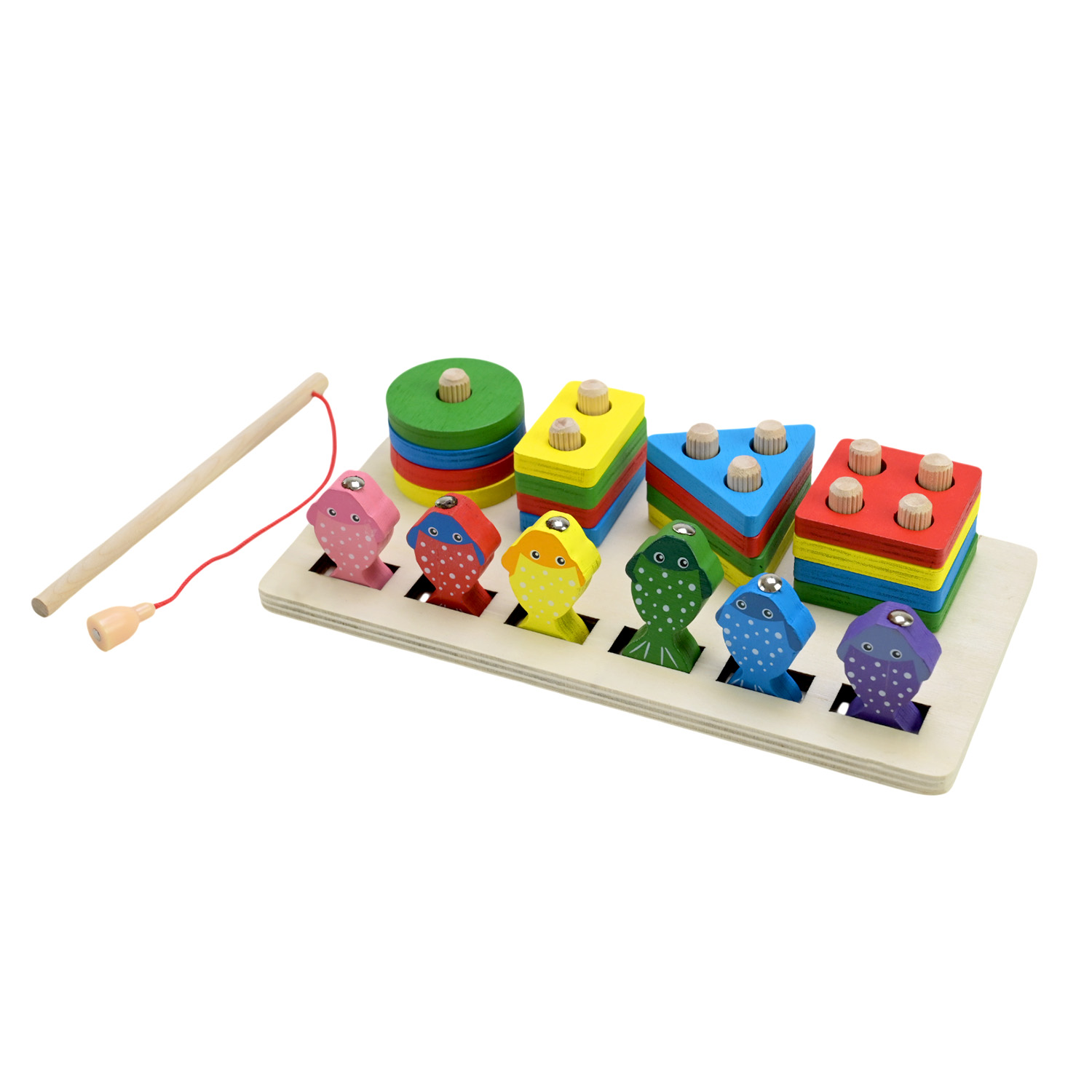 Дерев’яна іграшка арт. C9415 (80шт) пірамідки-сортер, рибалка у кор. 23*11,5*6см