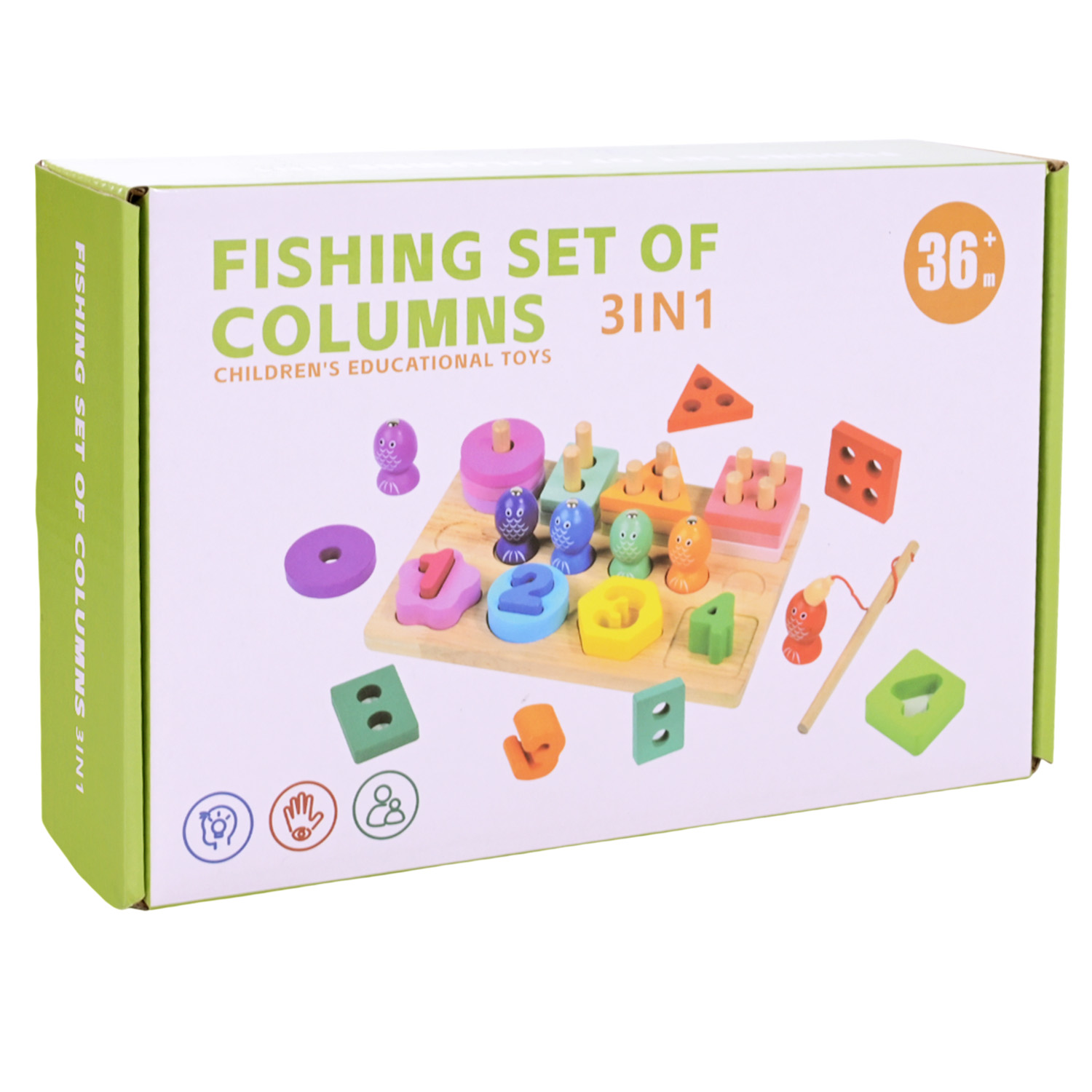 Дерев’яна іграшка арт. C9416 (28шт) пірамідки-сортер, рибалка, вкладиші у кор. 24,5*15,5*6см