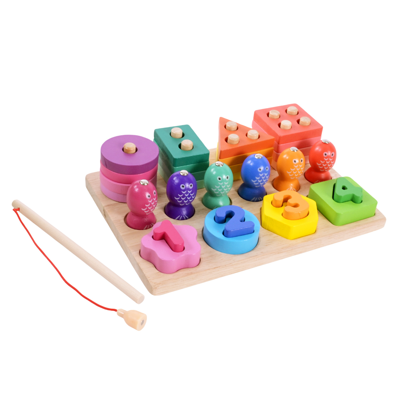 Дерев’яна іграшка арт. C9416 (28шт) пірамідки-сортер, рибалка, вкладиші у кор. 24,5*15,5*6см