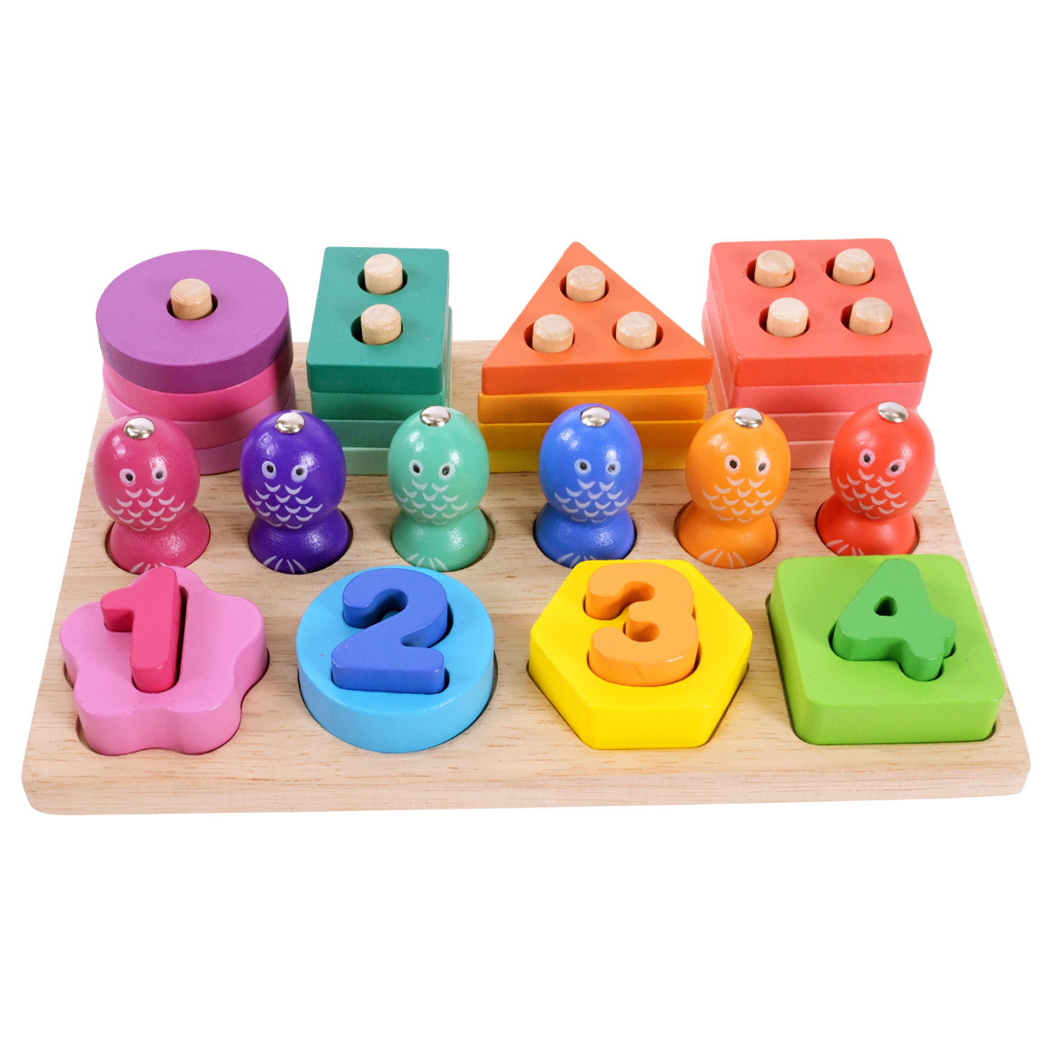 Дерев’яна іграшка арт. C9416 (28шт) пірамідки-сортер, рибалка, вкладиші у кор. 24,5*15,5*6см