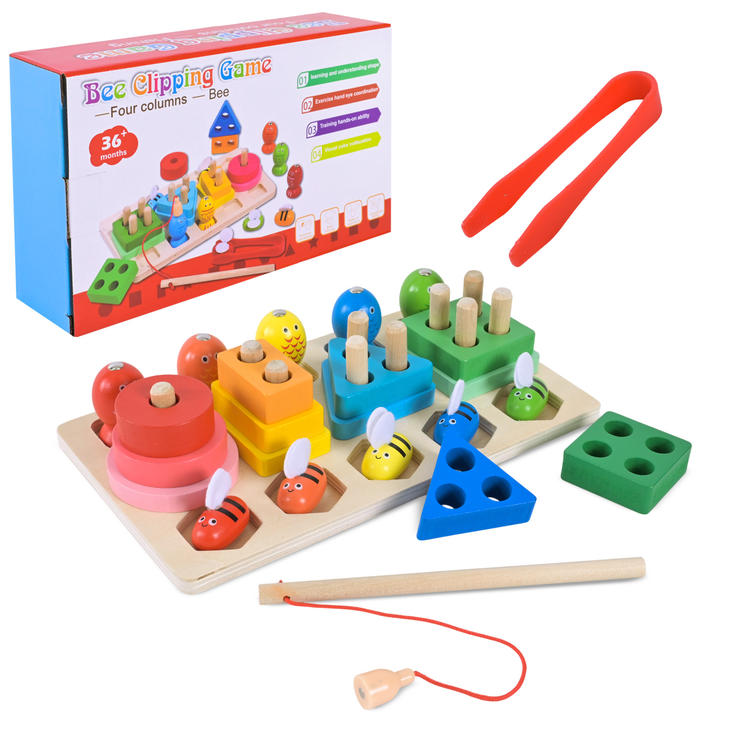 Дерев’яна іграшка арт. C9417 (42шт) пірамідки-сортер, рибалка, вкладиші у кор. 23*13,5*5,6см