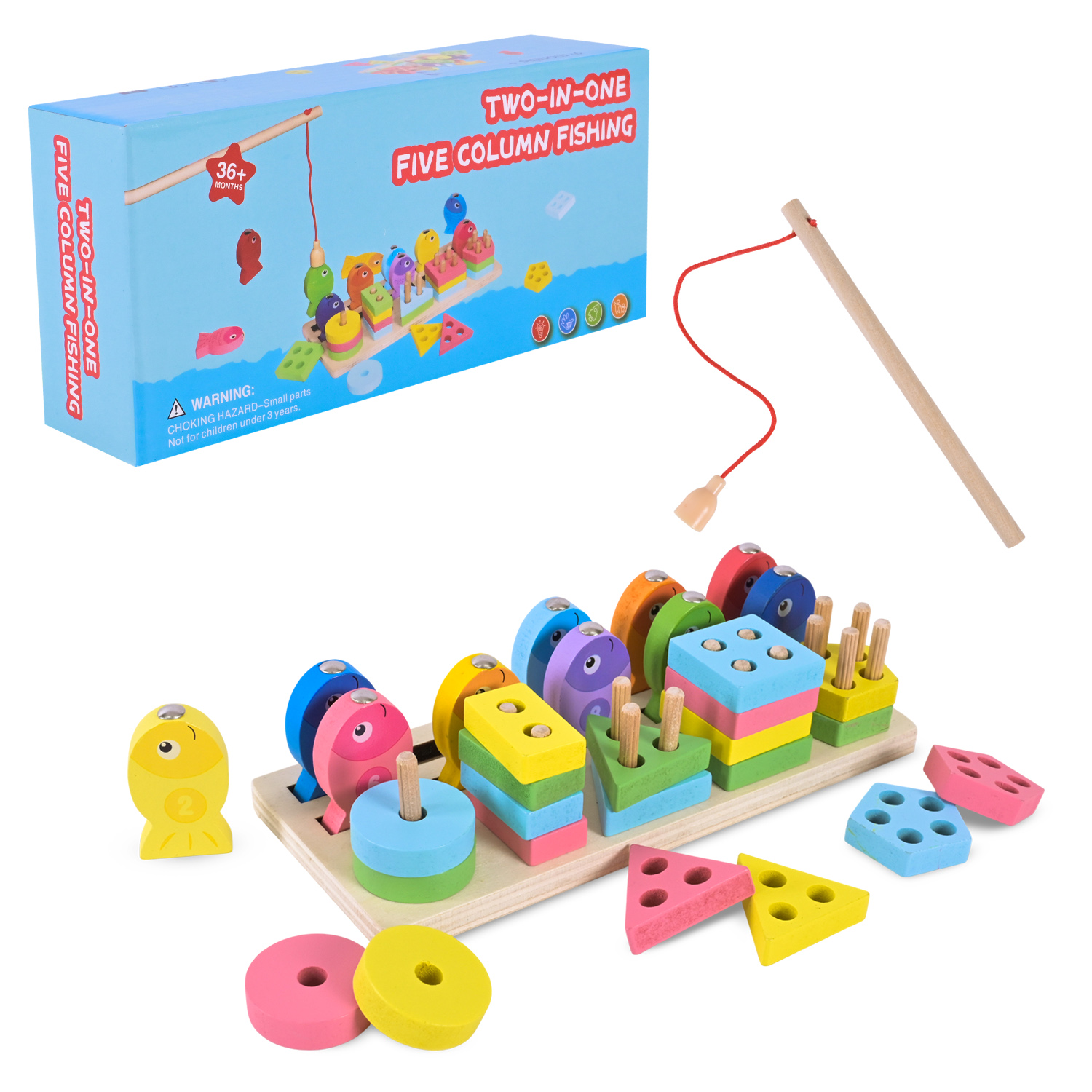 Дерев’яна іграшка арт. C9425 (80шт)  пірамідки, рибалка у кор. 17,5*7,4*4см