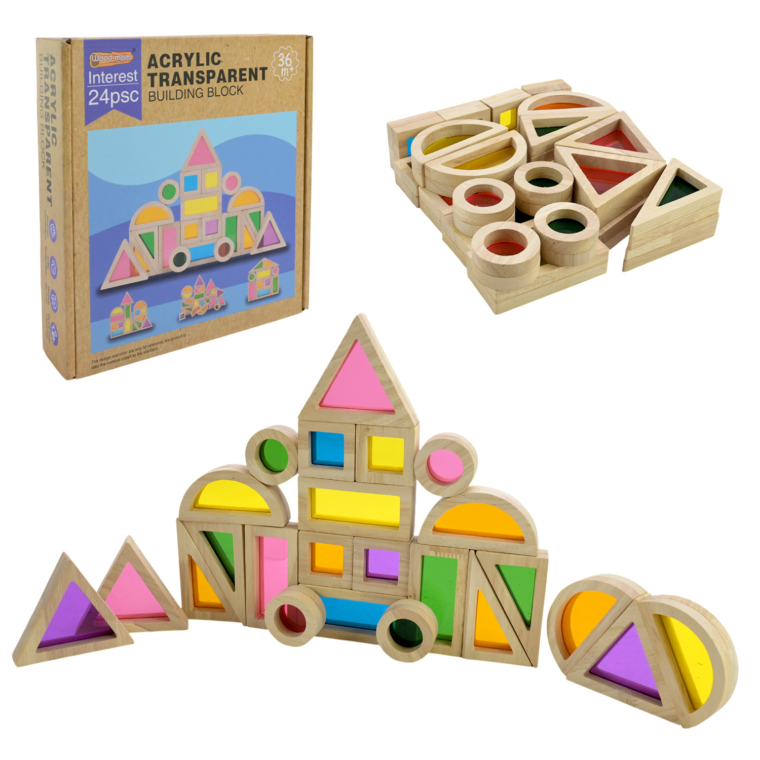 Дерев’яна іграшка арт. C9434 (18шт)  конструктор з акрилом у кор. 21,5*23,3*5,5