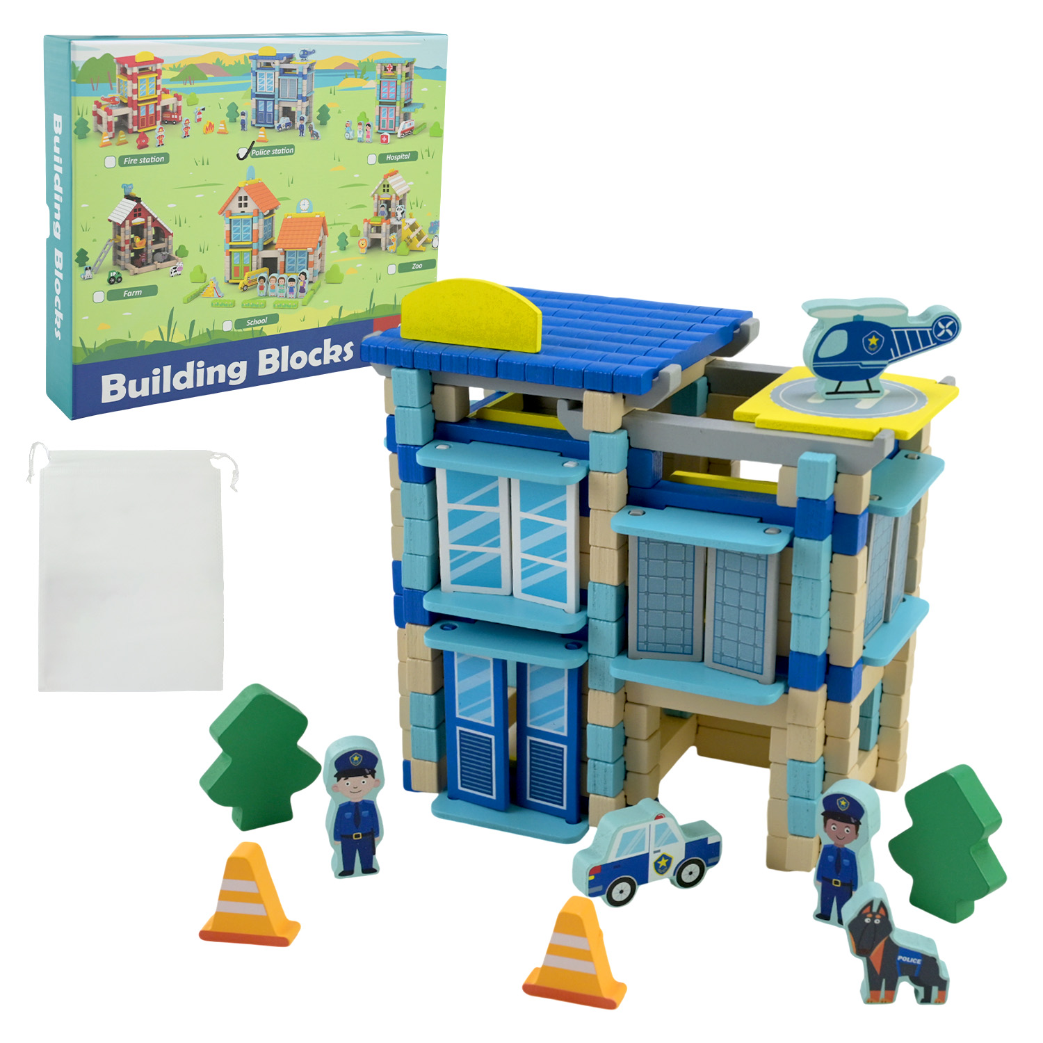 Дерев’яна іграшка арт. C9435 (36шт)  конструктор поліція 161 дет. у кор. 25*21*4,5