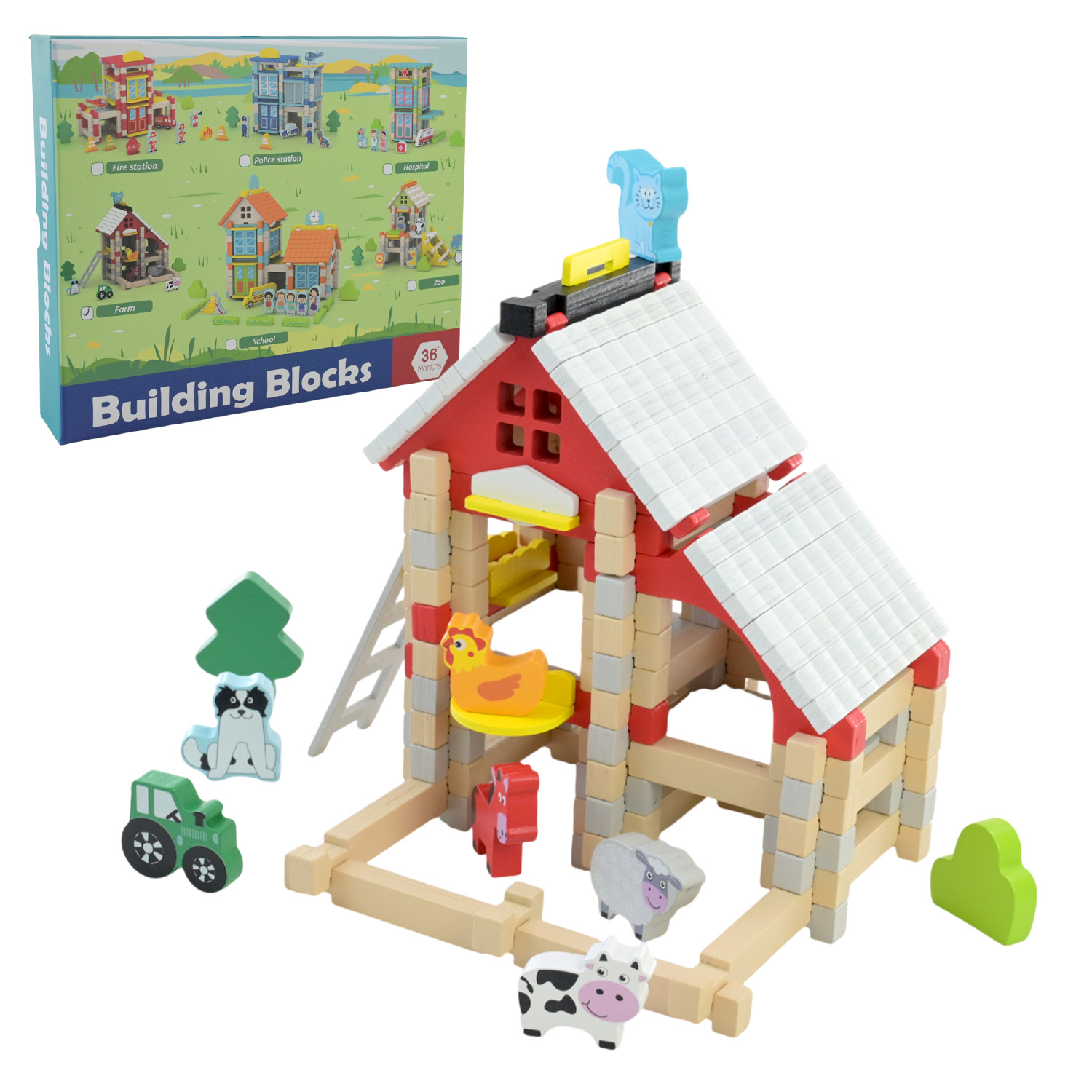 Дерев’яна іграшка арт. C9436 (36шт)  конструктор ферма 123 дет.у кор. 25*21*4,5