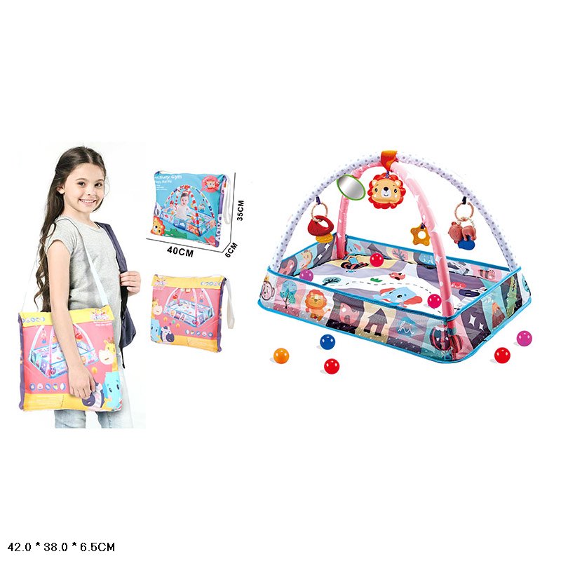 Килимок для малюків арт. 918-8023 (48шт)з брязкальцями, 8 кольорових кульок у сумці 42*38*6,5см.