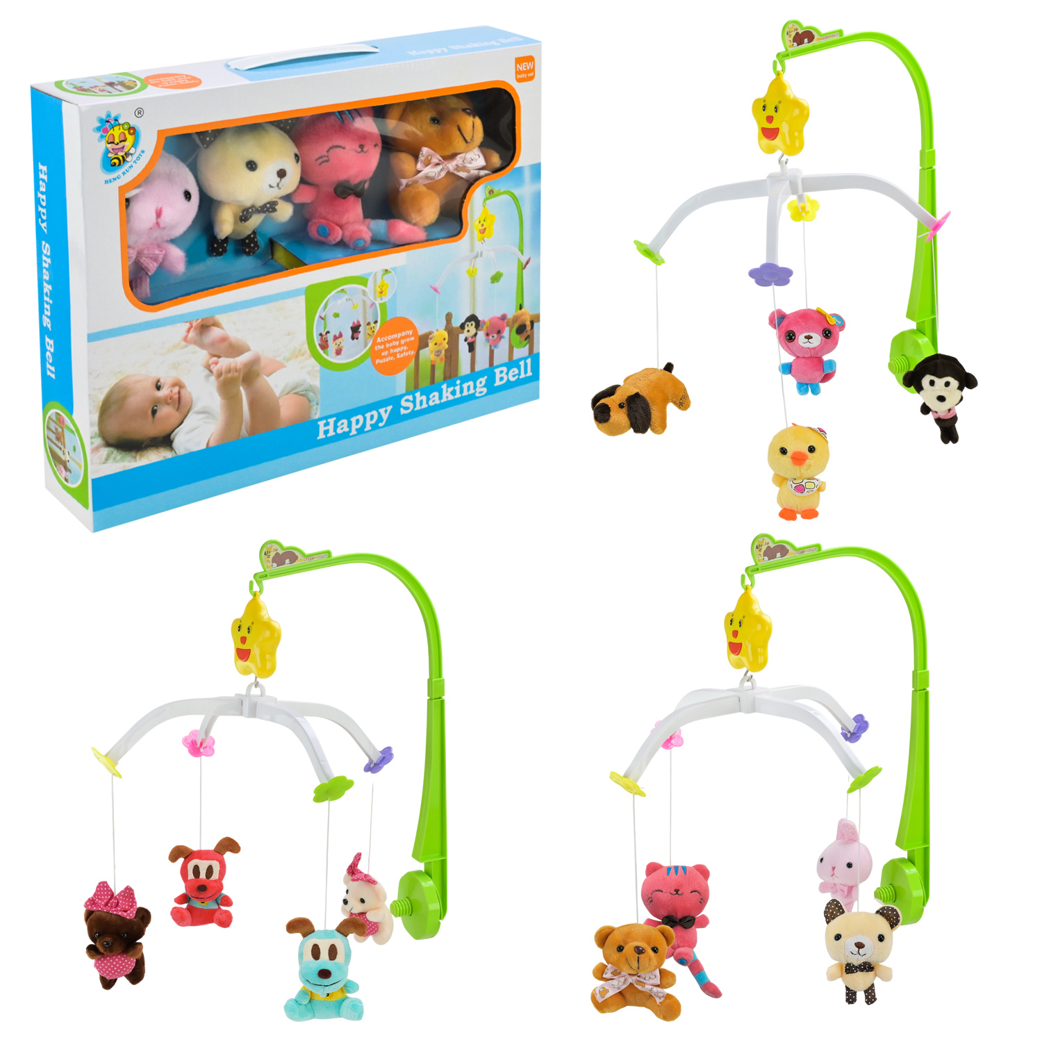 Мобіле арт. D080/81/82 (36шт/2)муз.,м'яконабивні іграшки, 3 види мікс,механічні,р-р іграшки 47*40*56 см, короб. 38*27*3 см.