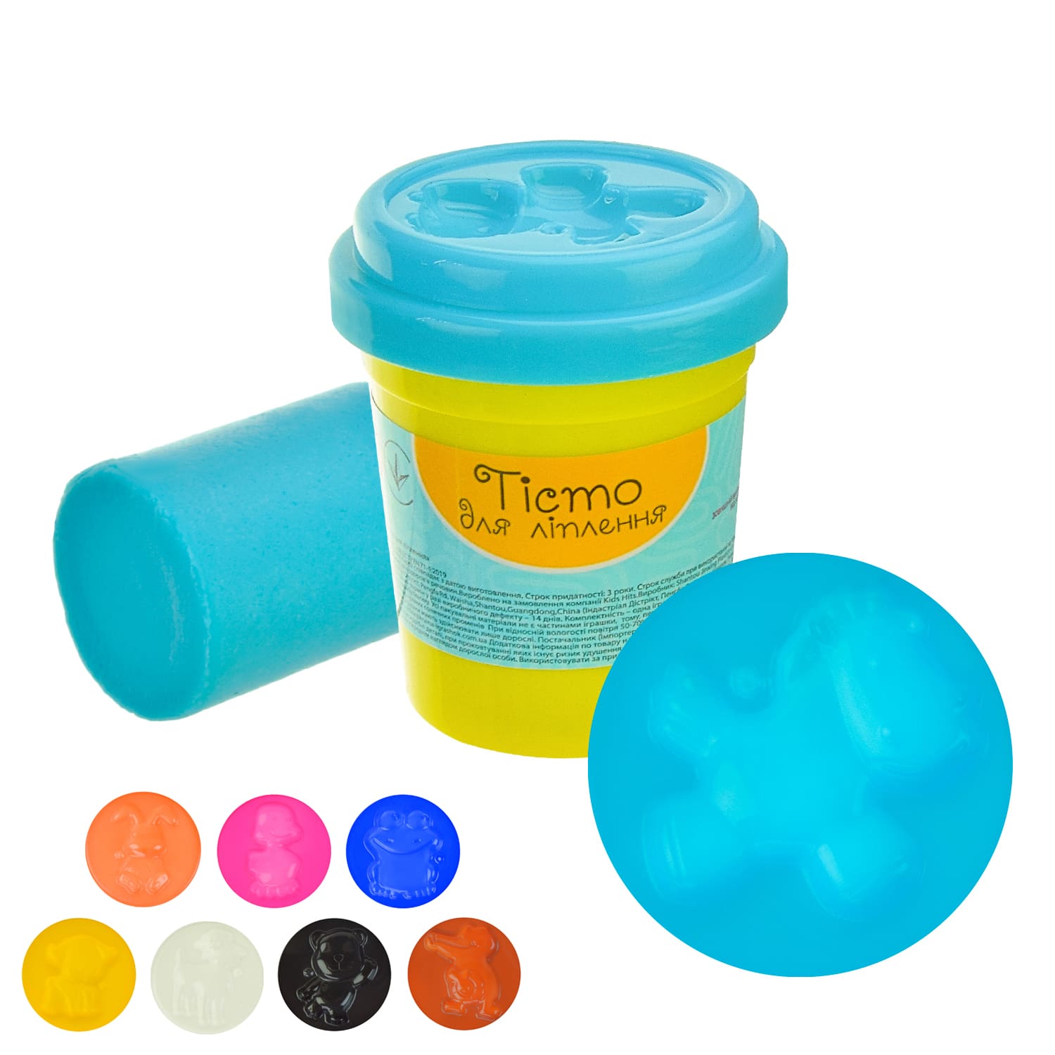Тісто для ліплення арт. PL-0607-006 (24 шт) блакитний колір, баночка 50г., 6*5см