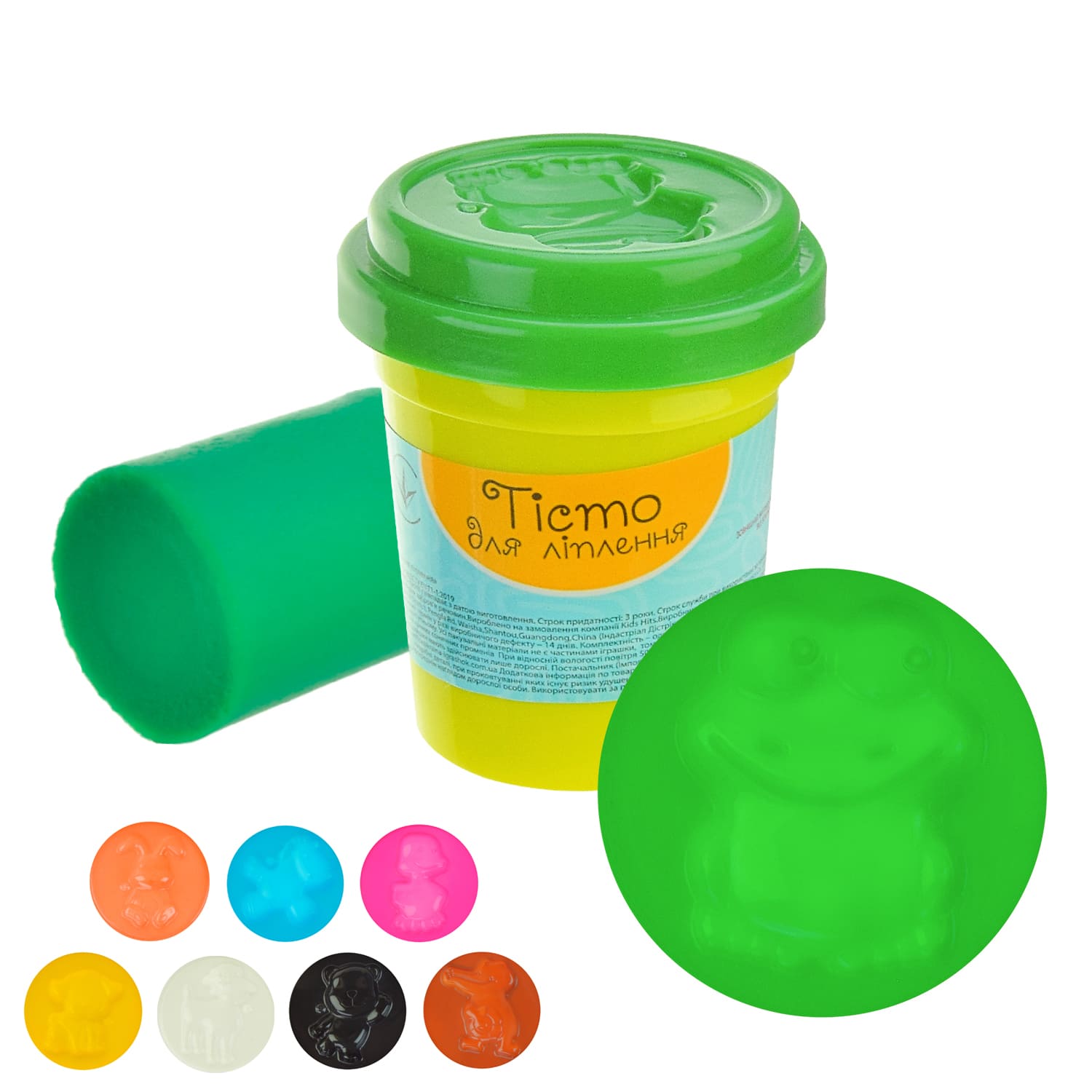 Тісто для ліплення арт. PL-0607-009 (24 шт) зелений колір, баночка 50г., 6*5см