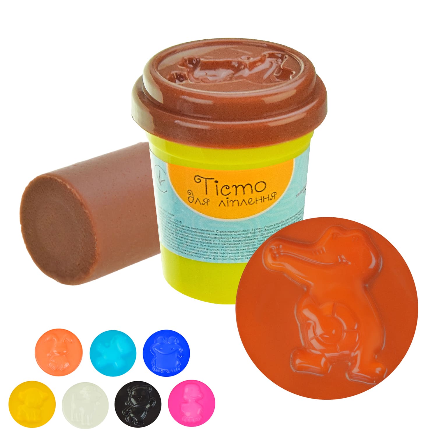 Тісто для ліплення арт. PL-0607-011 (24 шт) коричневий колір, баночка 50г., 6*5см