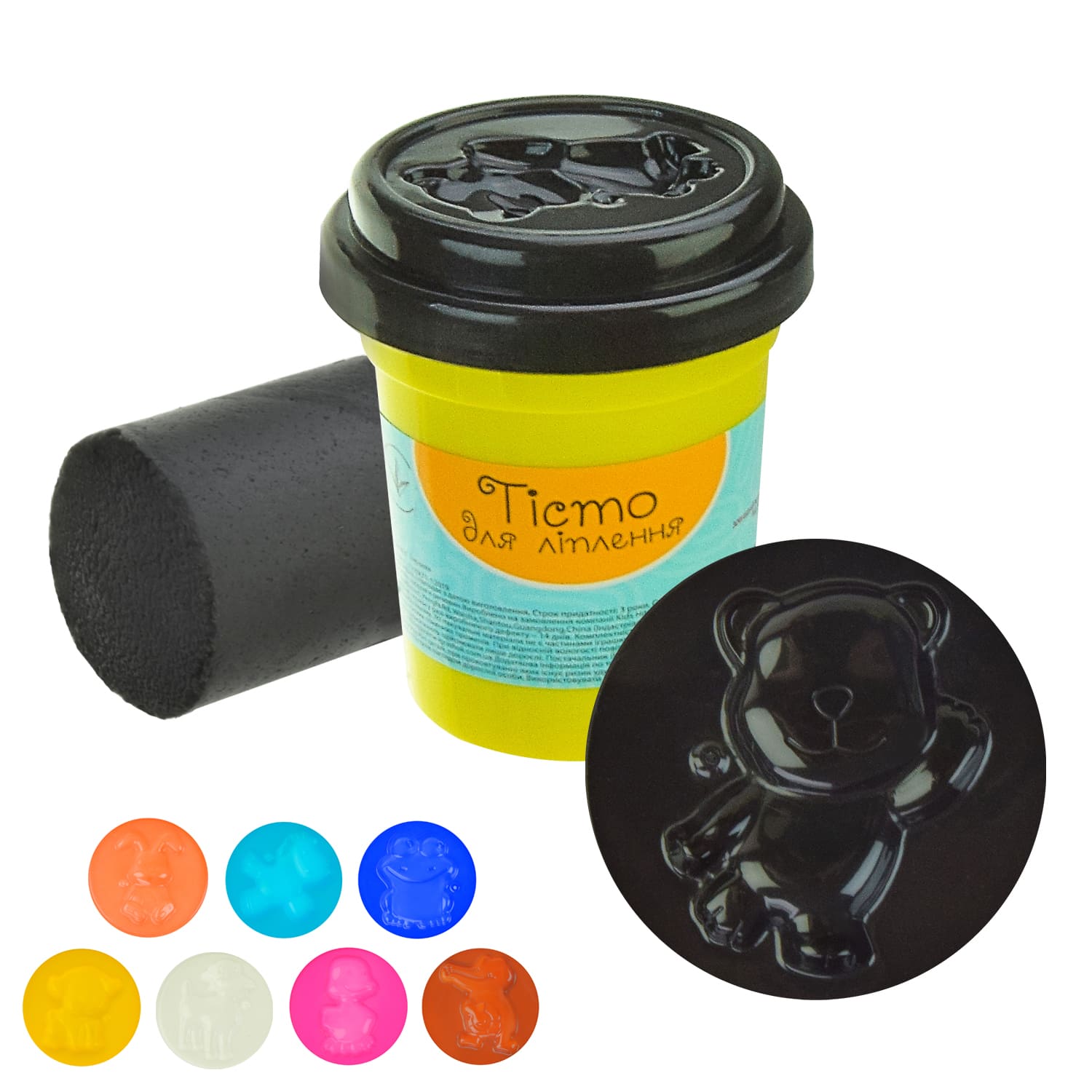 Тісто для ліплення арт. PL-0607-012 (24 шт) чорний колір, баночка 50г., 6*5см