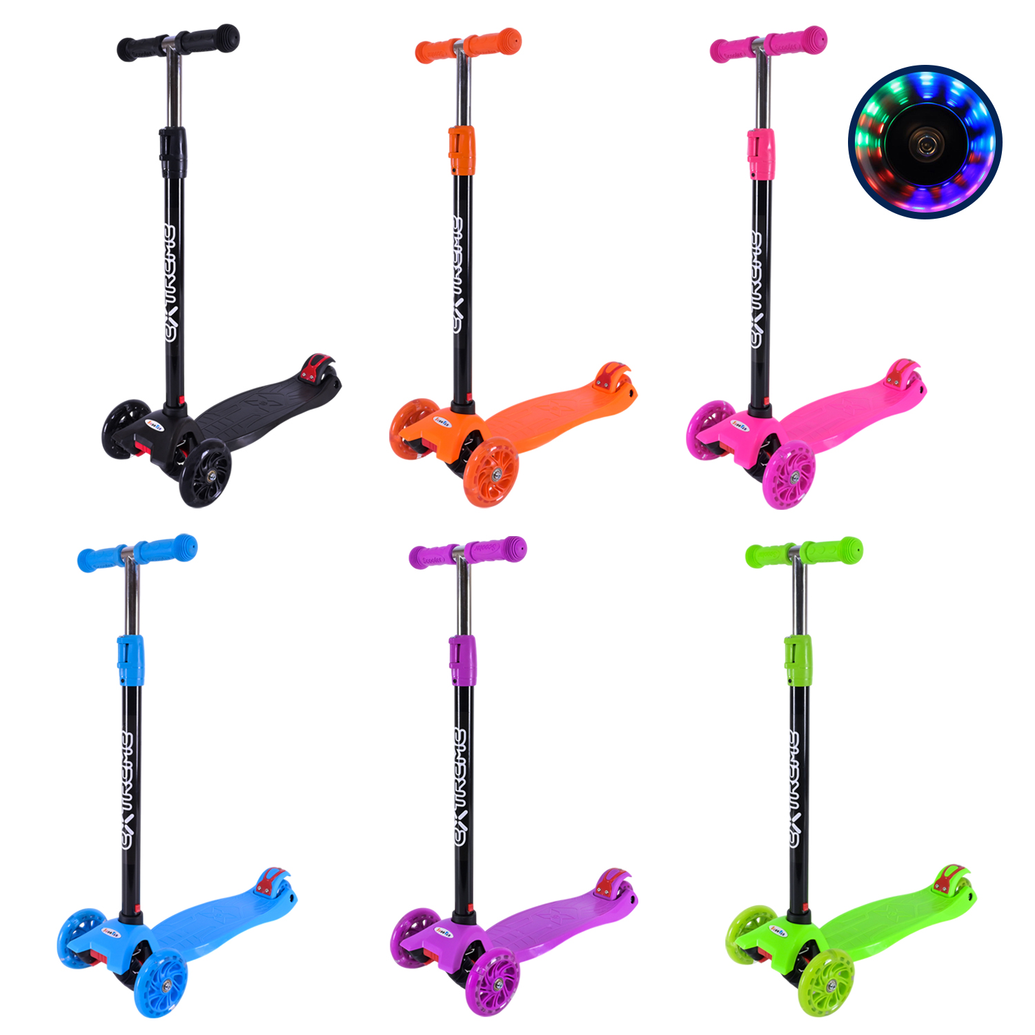 Самокат дитячий 4-х коліс. арт. SC25221 (10шт)  MAXI, колеса PU світяться,  6 кольорів мікс, пакет