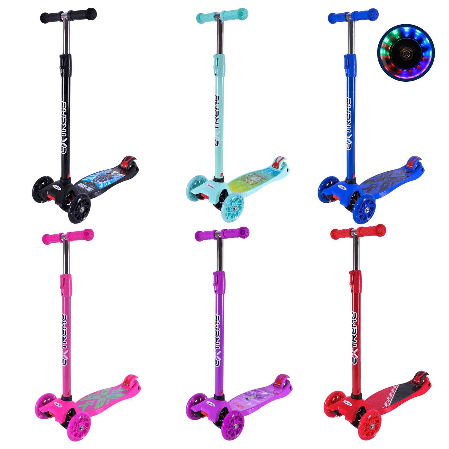 Самокат дитячий 4-х коліс. арт. SC25222 (10шт)  MAXI, колеса PU світяться, 6 кольорів мікс, пакет