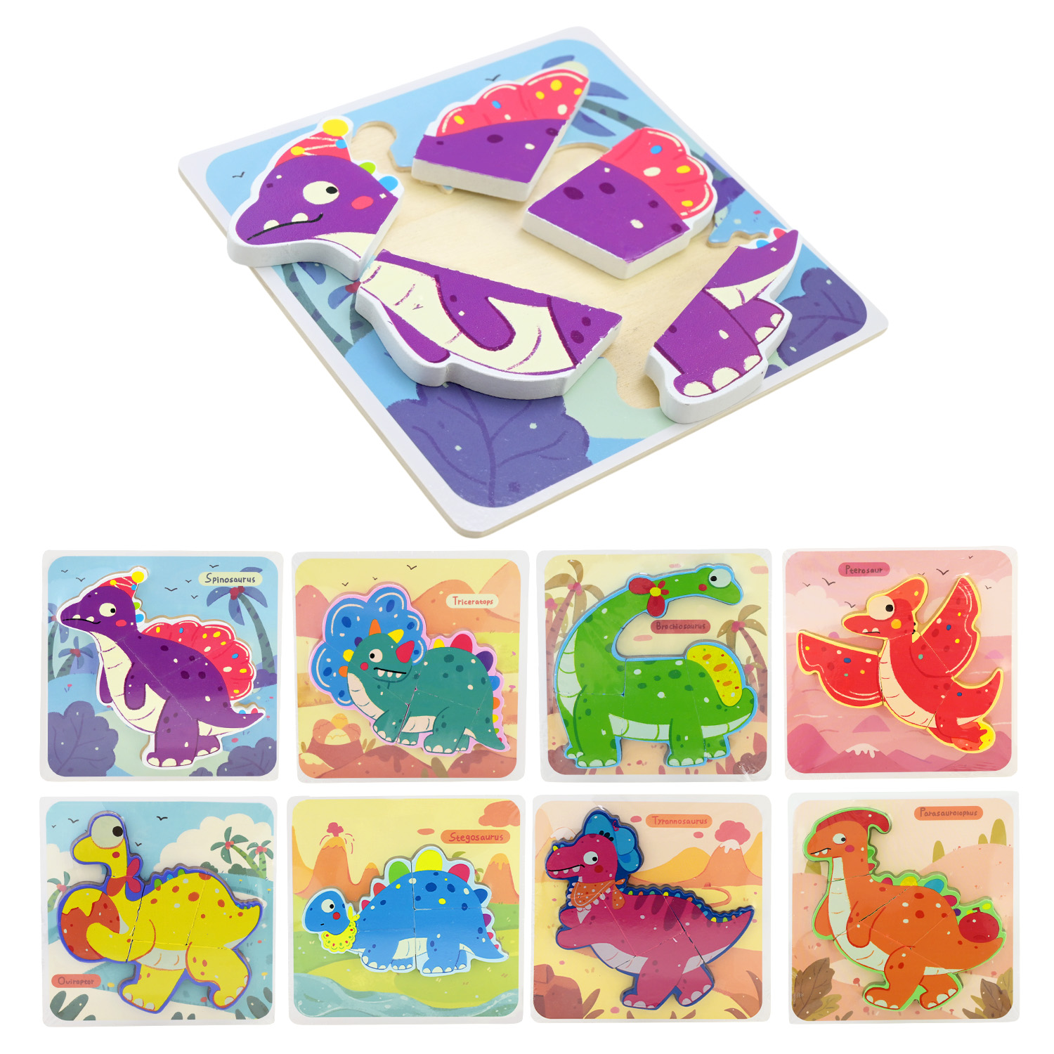 Дерев’яна іграшка арт. C9440 (160шт) мікс 8 видів  вкладиші-пазли 15*15см