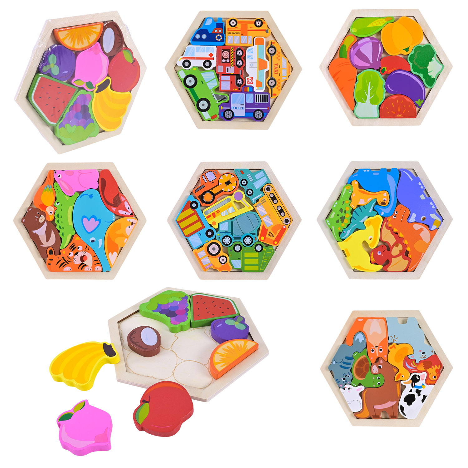 Дерев’яна іграшка арт. C9441 (160шт) мікс 7 видів 16*14*8 см