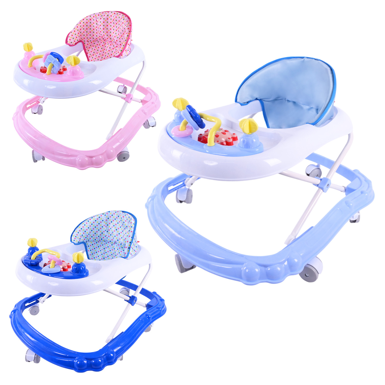 Ходунки арт. BW102 (6шт)  музичні з брязкальцями, 3 кольори