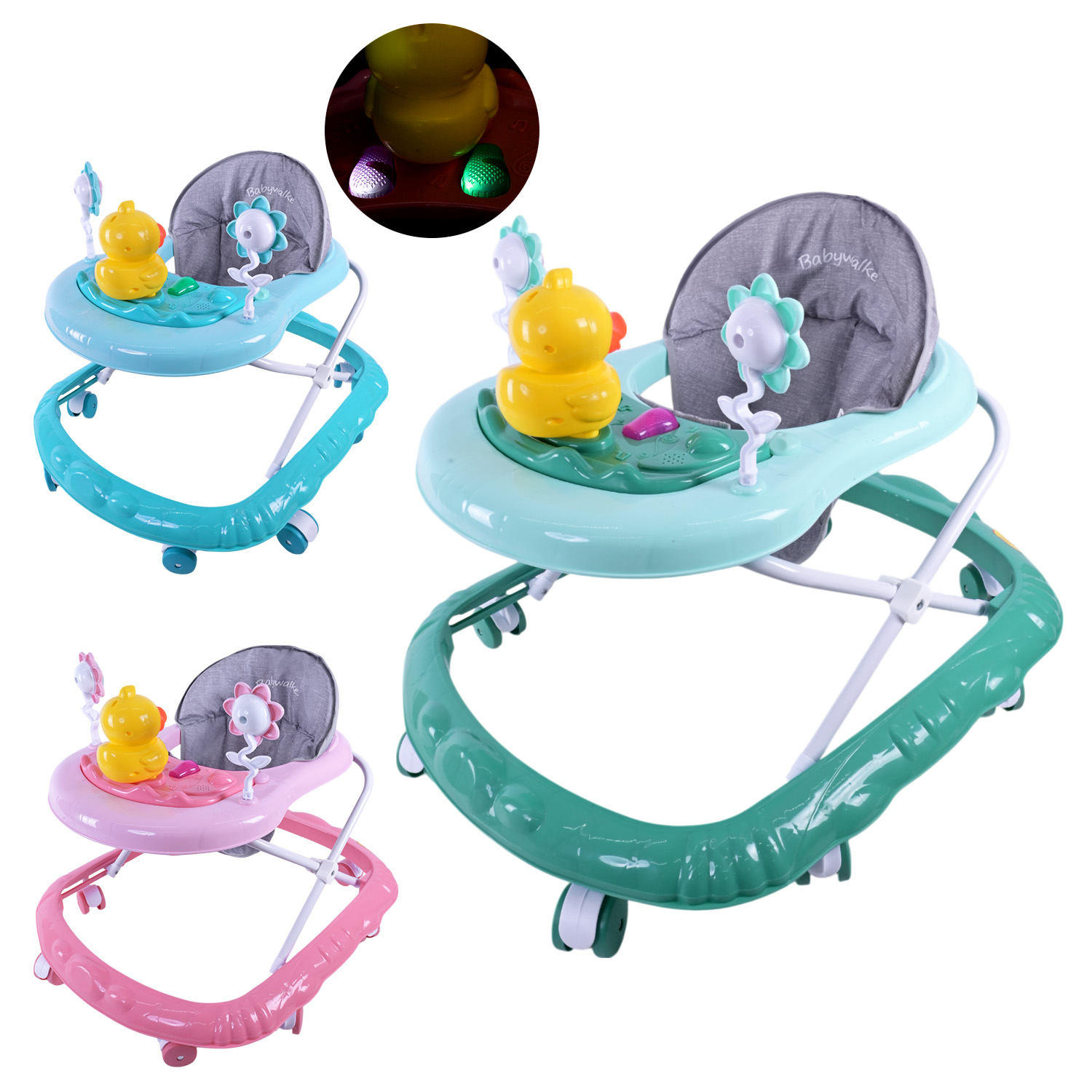 Ходунки арт. BW106 (7шт)  музичні з брязкальцями,світло, 3 кольори