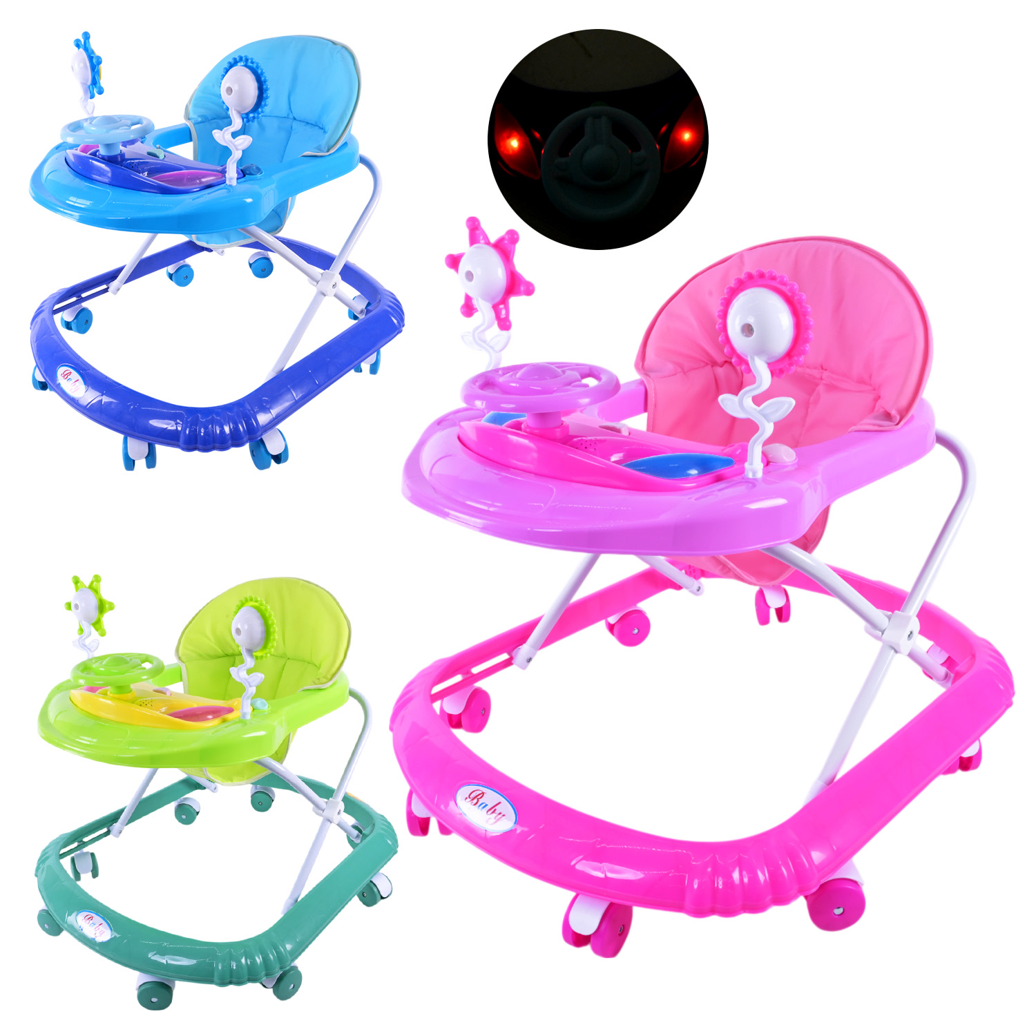 Ходунки арт. BW108 (7шт) музичні з брязкальцями, світло,3 кольори