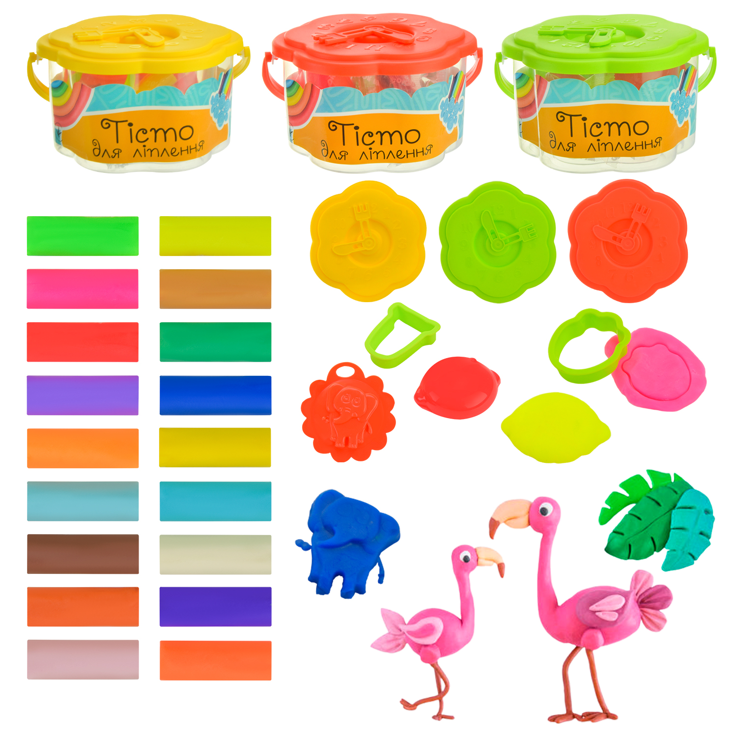 Тісто для ліплення арт. PL-0607-025 (72 шт/2) у наборі 18 пакетів по 6 гр, банка 7*12см