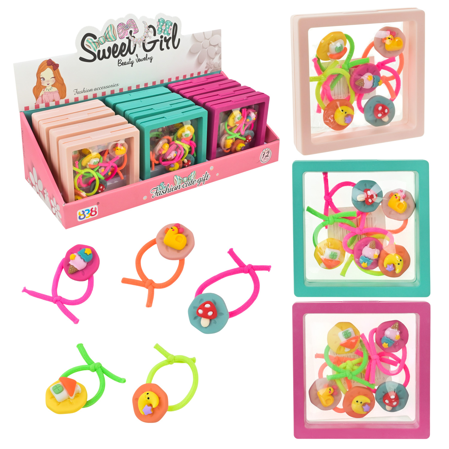 Прикраси набір арт. 838-2301-1W (288шт/2) заколочки для волосся, ціна за 1 р-р уп. 9*9*2см, дисп. бокс 31*13*10 см