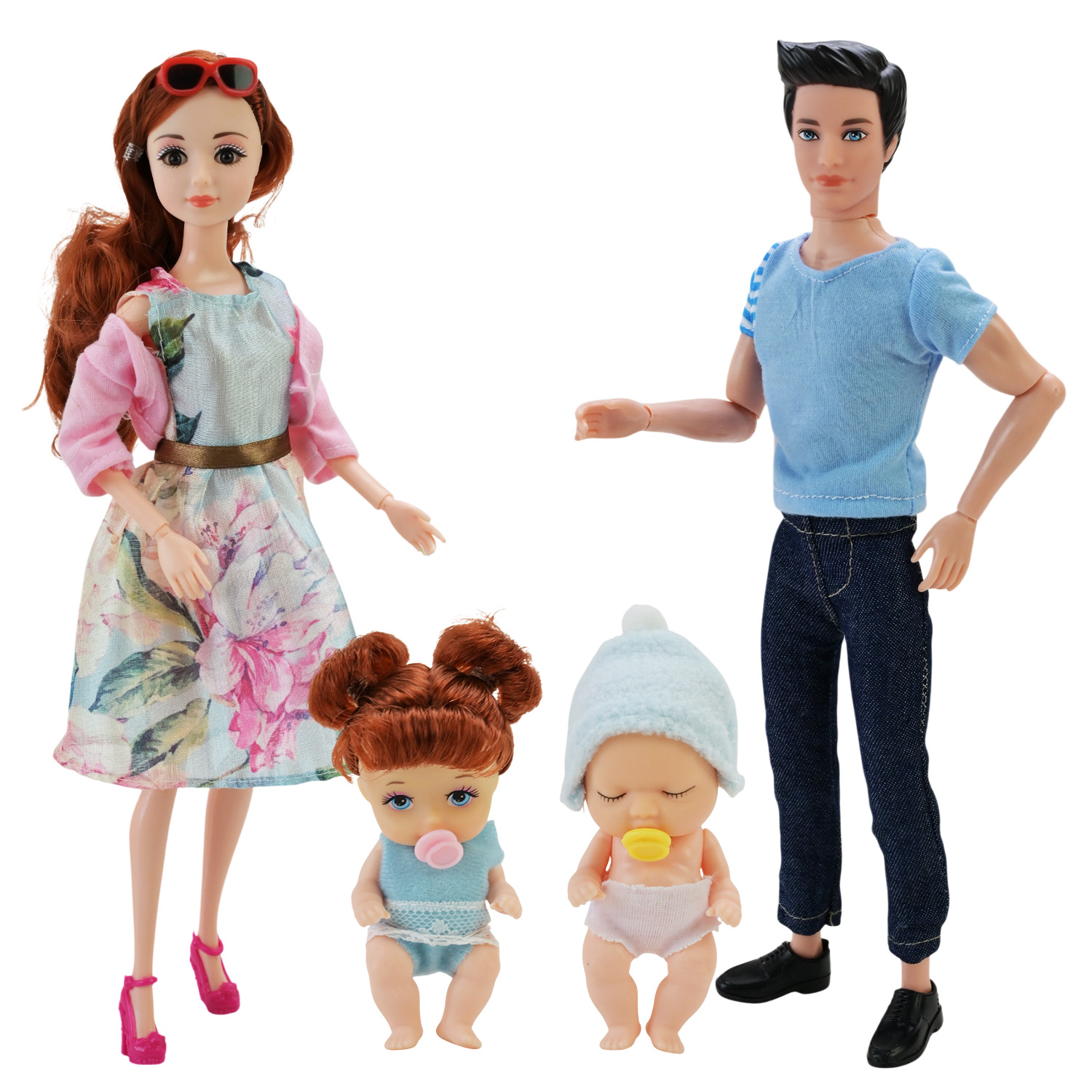 Лялька арт. 202169 (12шт/2) сім'я 4 ляльки(мама, тато, 2 малюки), візочок, ліжечко, аксес короб. 75*10*36 см