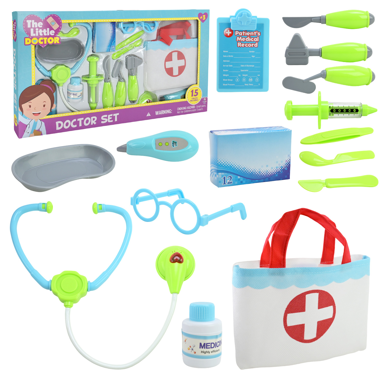 Лікар набір арт. D1502C (24шт/2)   шприц, стетоскоп, сумка, аксес короб. 55*30*6