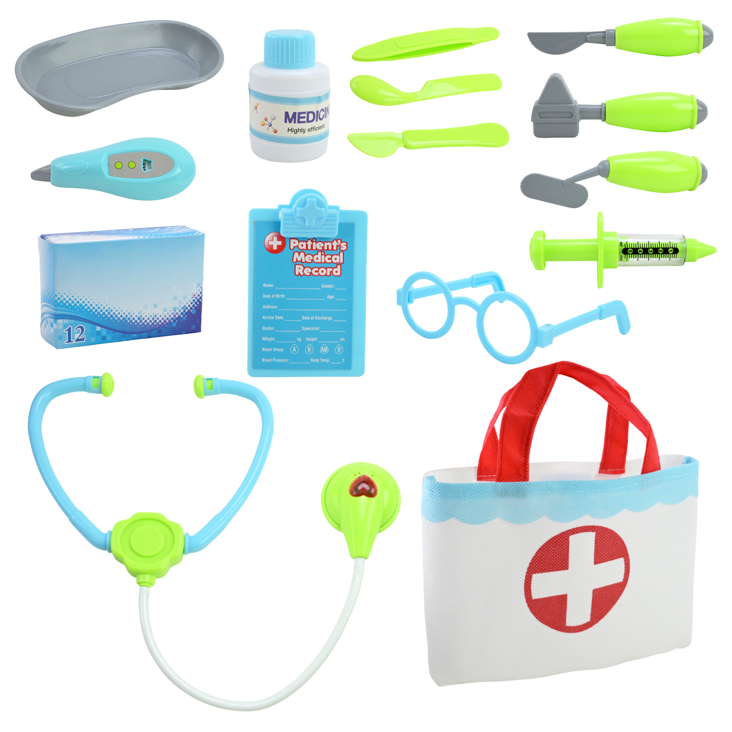 Лікар набір арт. D1502C (24шт/2) шприц, стетоскоп, сумка, аксес короб. 55*30*6