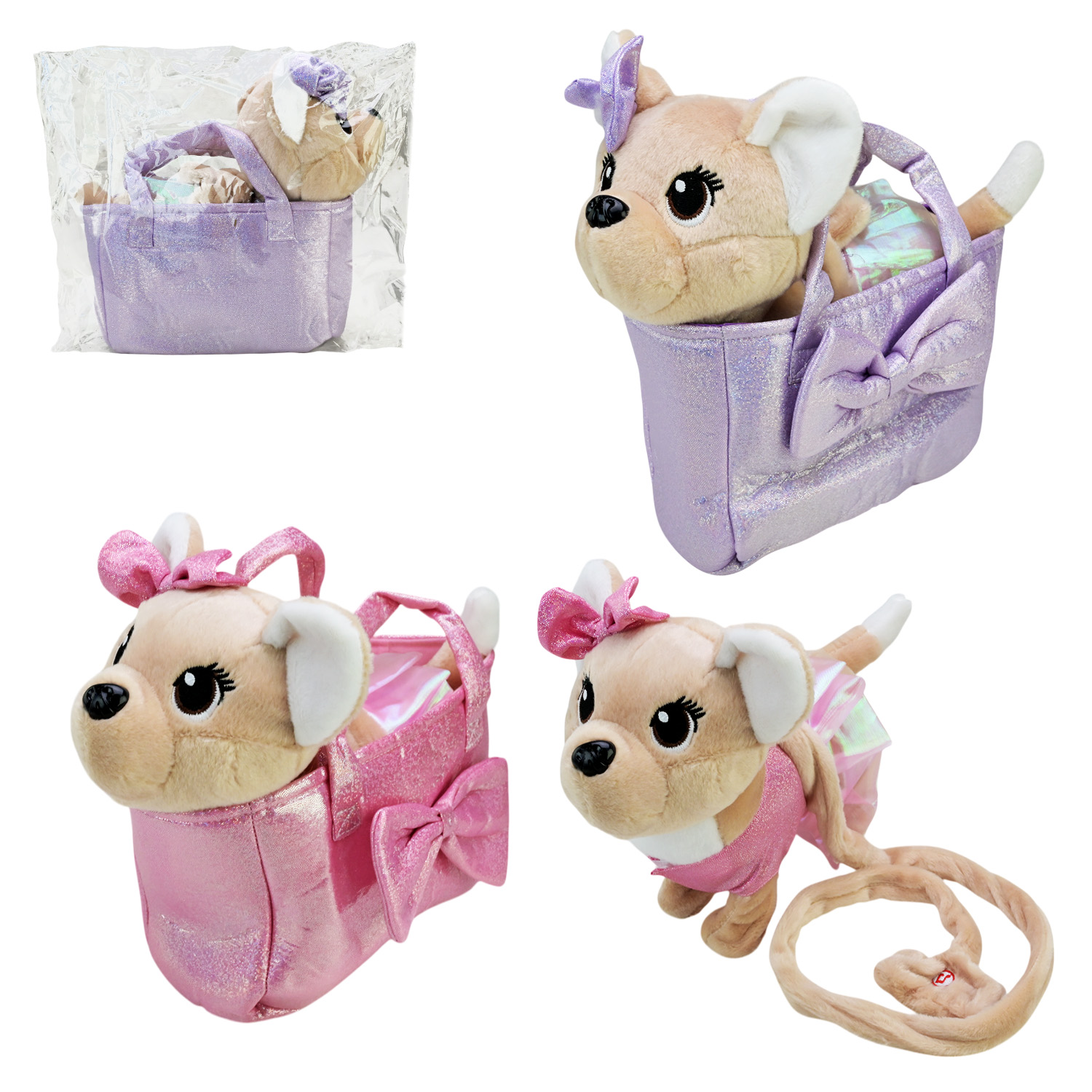 Іграшка собачка на повідку арт. C2912 (40шт) 2 види в платті 31*10*23 см  англ. яз, ходить, співає в сумці 24*9*14 см