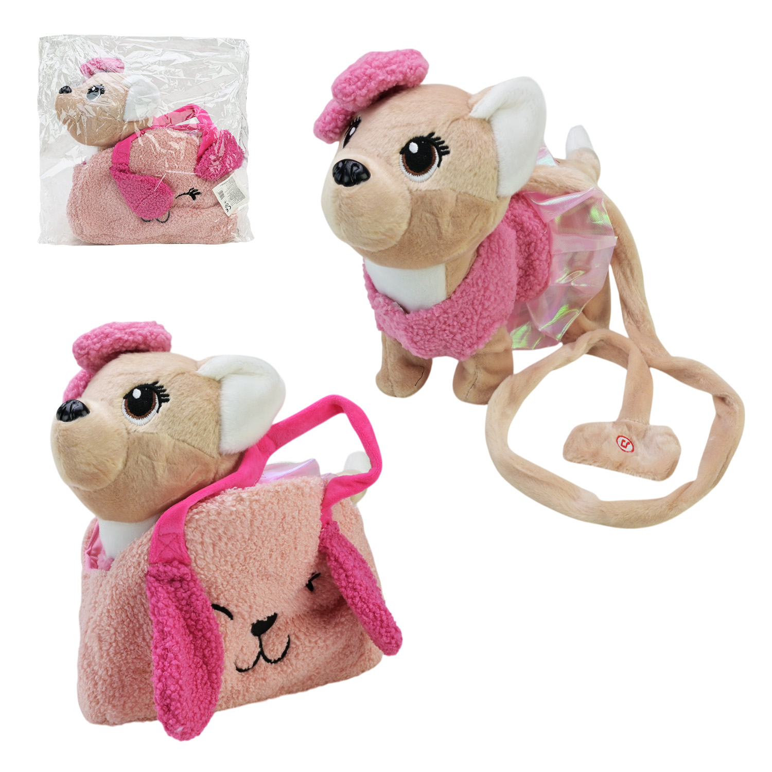 Іграшка собачка на повідку арт. C2913 (40шт) в платті 33*11*25 см  англ. яз, ходить, співає в сумці 24*9*18 см