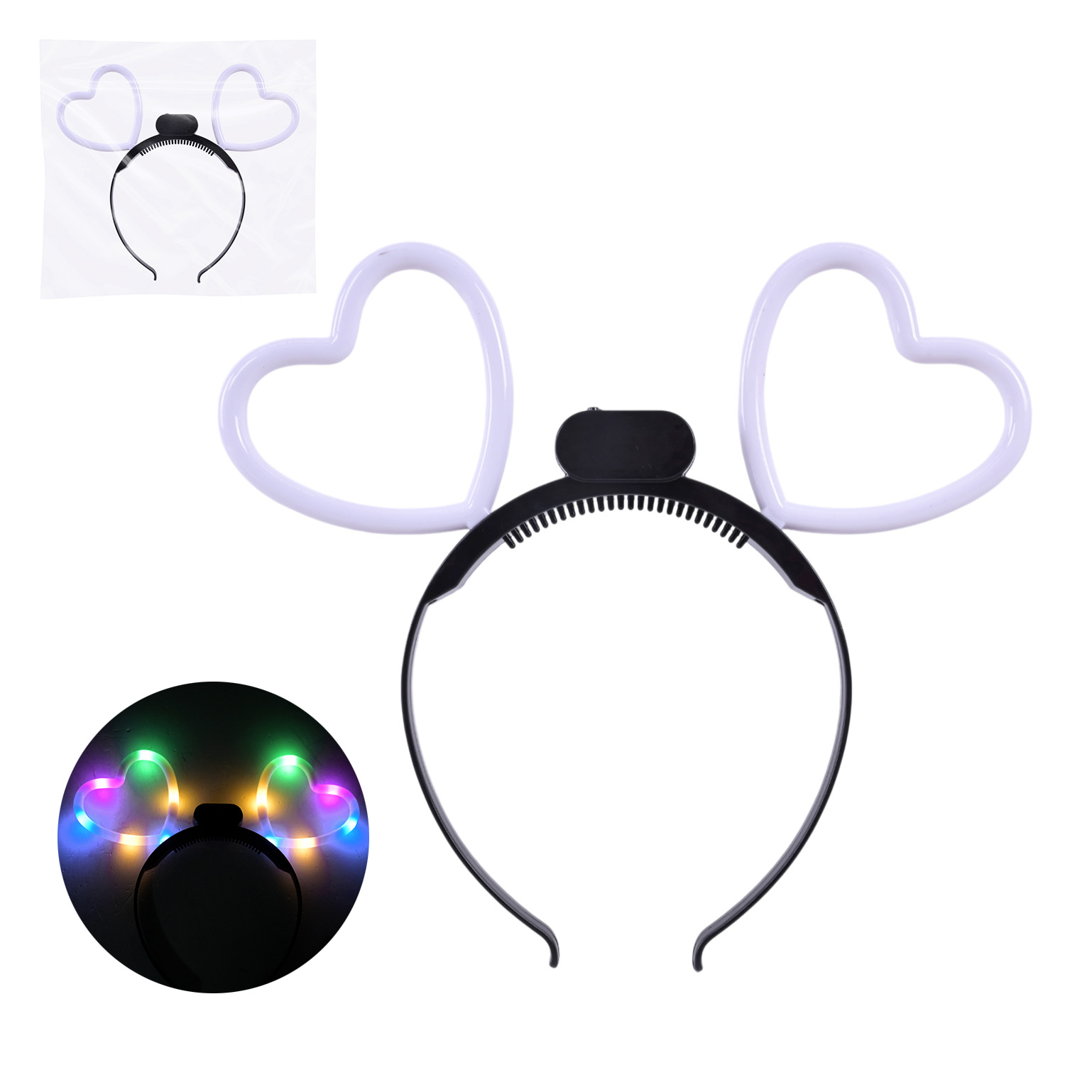 Аксесуар зі світлом арт. C2853 (324шт) обруч "Серця" батар пакет 24*1,5*23 см,