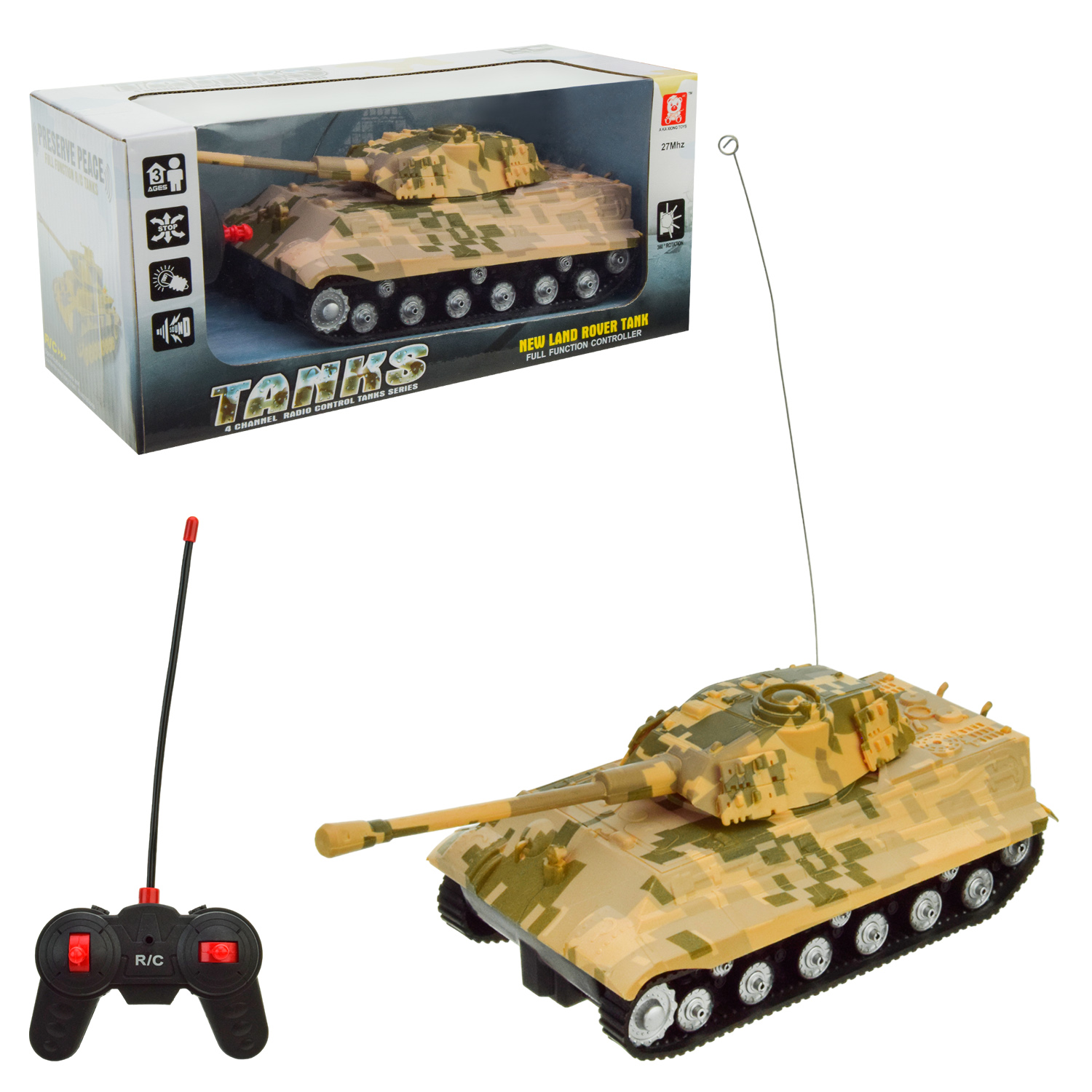 Танк р/к арт. AKX527-7 (72шт/2) батар., світ., звук, короб 25*11*9см