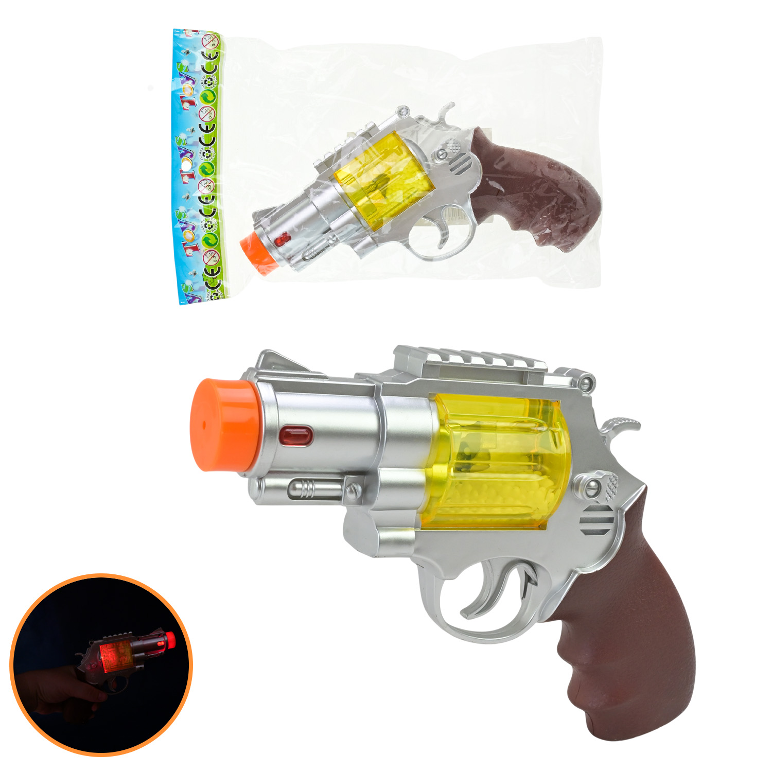 Пістолет арт. 2219O (192шт/2)батар., світ., пакет 19*13*4,5см