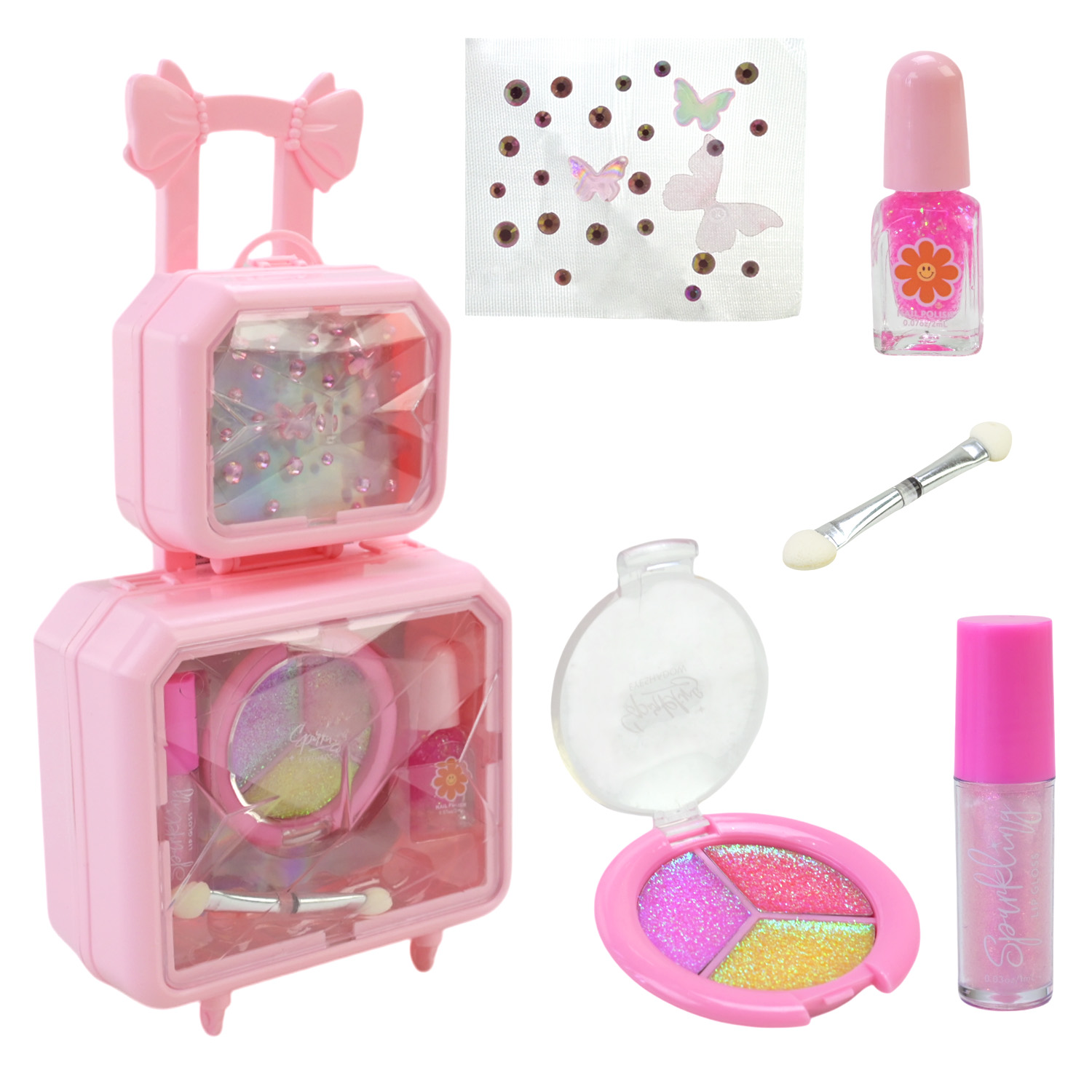 Косметика набір арт. UKR2410 (6шт)   тіні для повік, помада, аплікатор, лак для нігтів валіза 10*5*21см