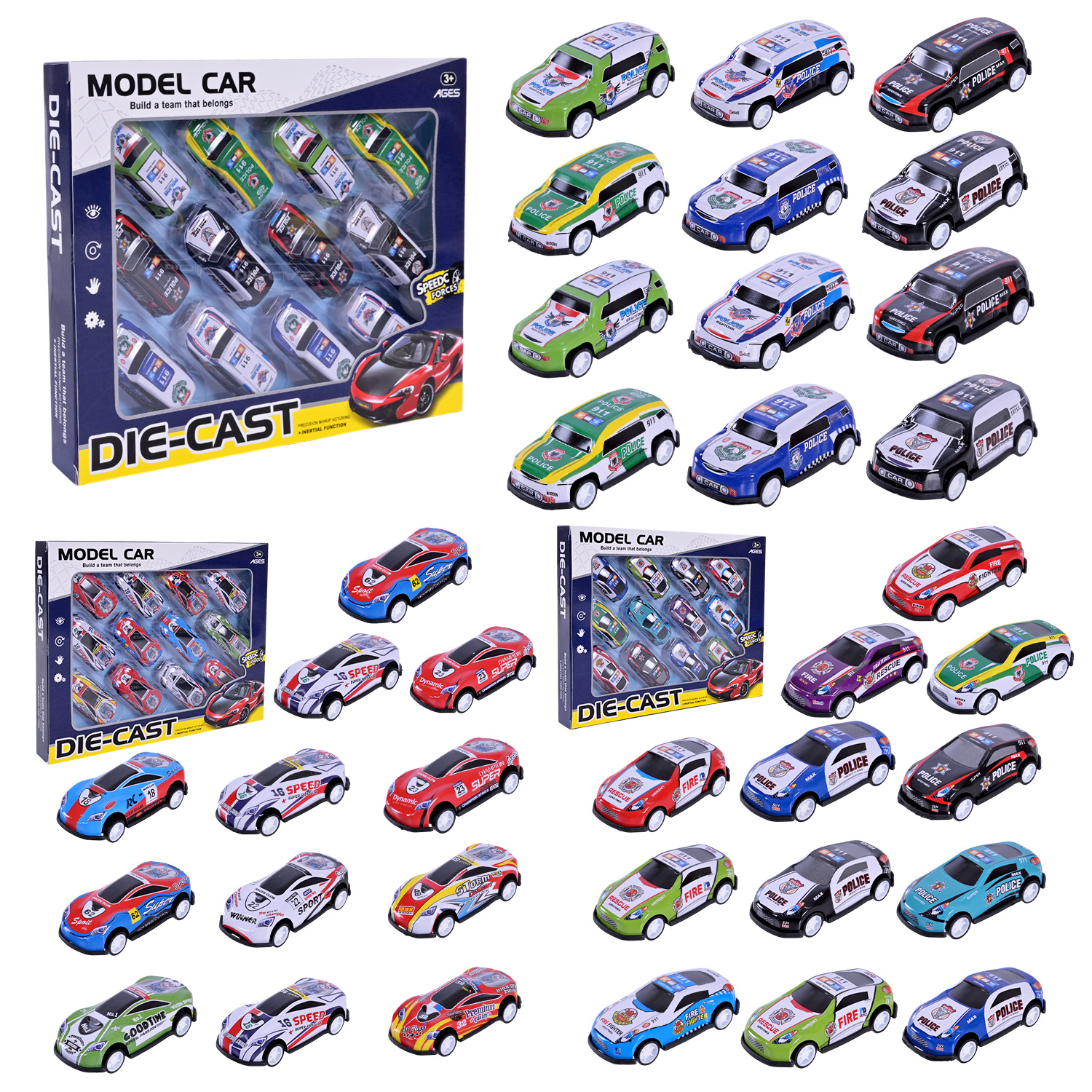 Набір машин мет.-пласт. арт. 5212A-6/1/7 (144шт/2) 3 види короб. 27*20,5*3см