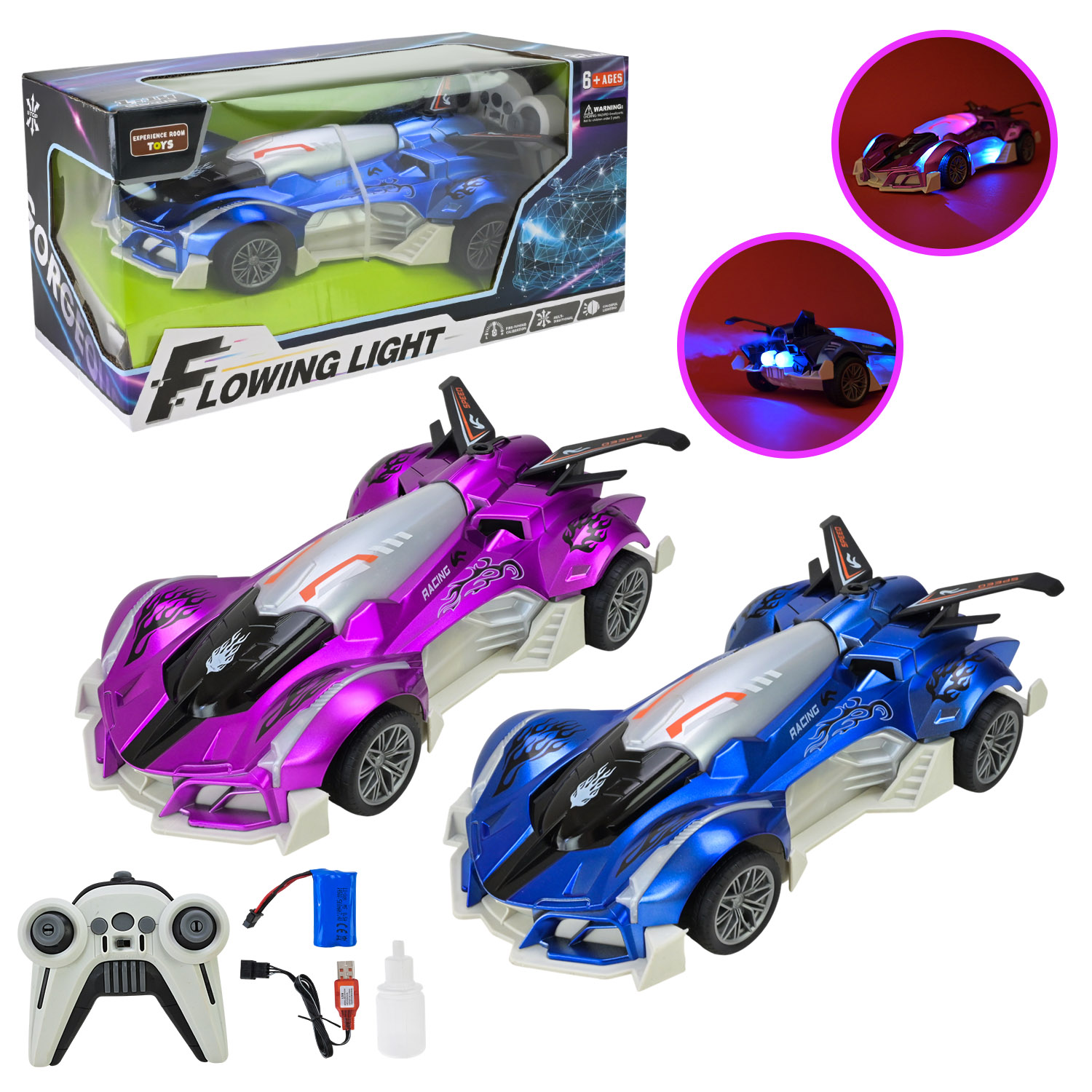 Машина р/к арт. 32968-6A (30шт/2)  акум. 2кольори, світло,звук,дим, короб. 34*17*16,5см