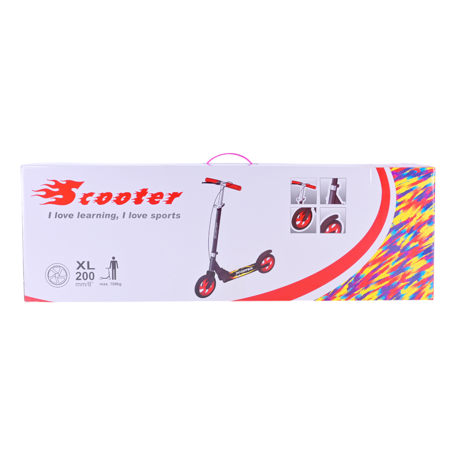 Самокат міський 2-х коліс. арт. SK2521 (4шт) сталевий,колеса 200 мм,гальмо, 4 кольори, короб. 79*13*26 см