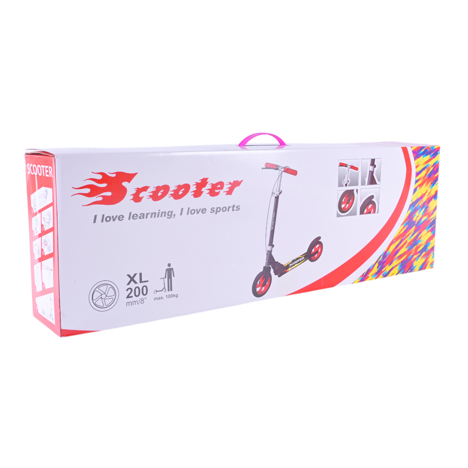 Самокат міський 2-х коліс. арт. SK2521 (4шт) сталевий,колеса 200 мм,гальмо, 4 кольори, короб. 79*13*26 см