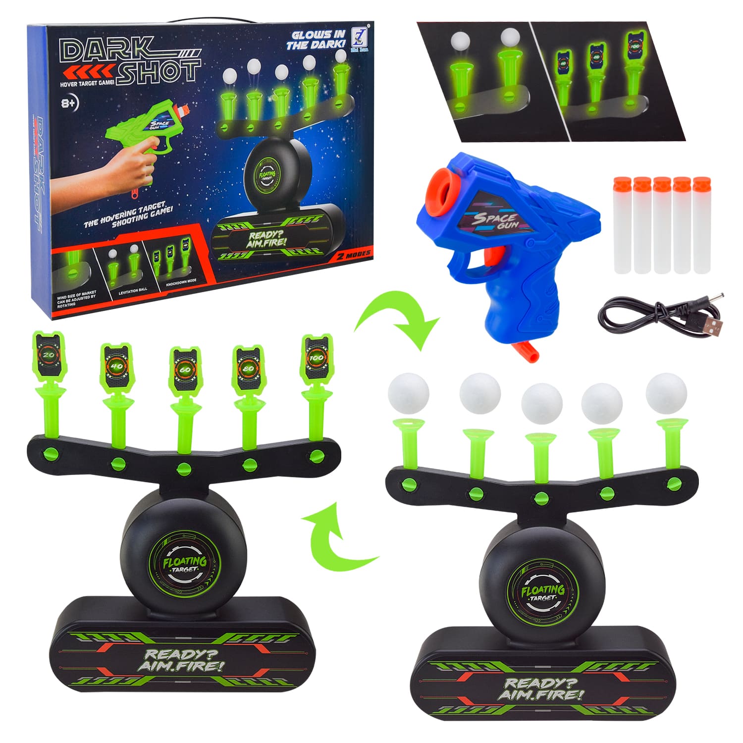 Тир арт. 3361 (24шт/2) мішень,1 пістолет (2 кольори) , поролон. снаряди, кулі, короб. 38*7,7*28,4см