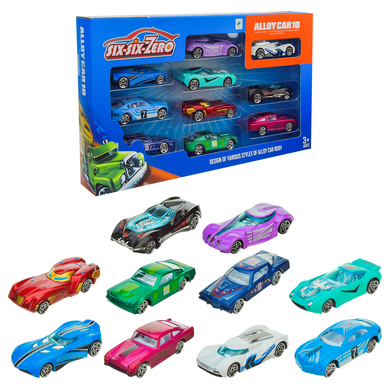 Набір машин мет. арт. 8621 (64шт/2) 10 видів у наборі, 2 види, короб. 32,2*4*18,5см