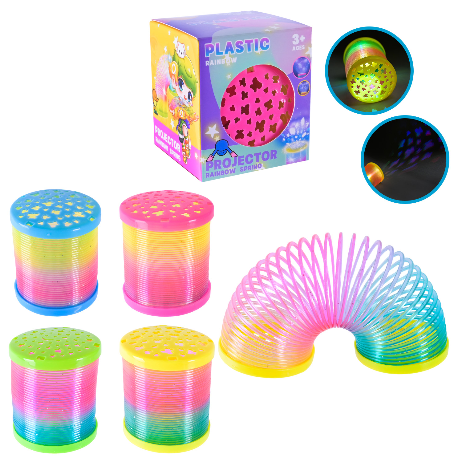 Пружинка "Веселка" арт. QX16 (720шт/2) 4 кольри мікс, батар., короб.11*7см