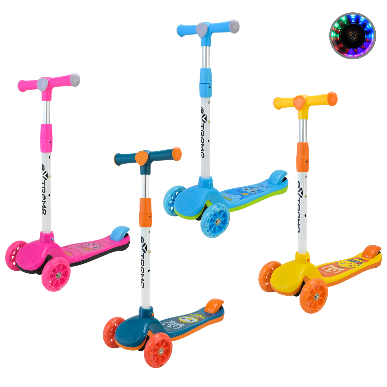 Самокат дитячий 3-х коліс  арт. SC815 (10шт)   4 кольори, 2 колеса, PU світло, заднє пластик,складний у пакеті