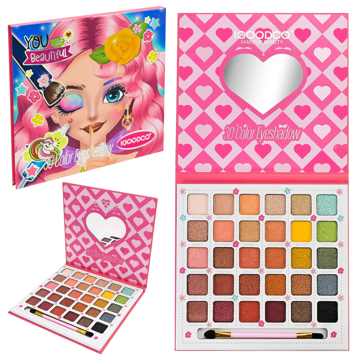 Косметика арт. IG3125 (144шт/12)   палетка тіней, аксес короб. 15*20*2см